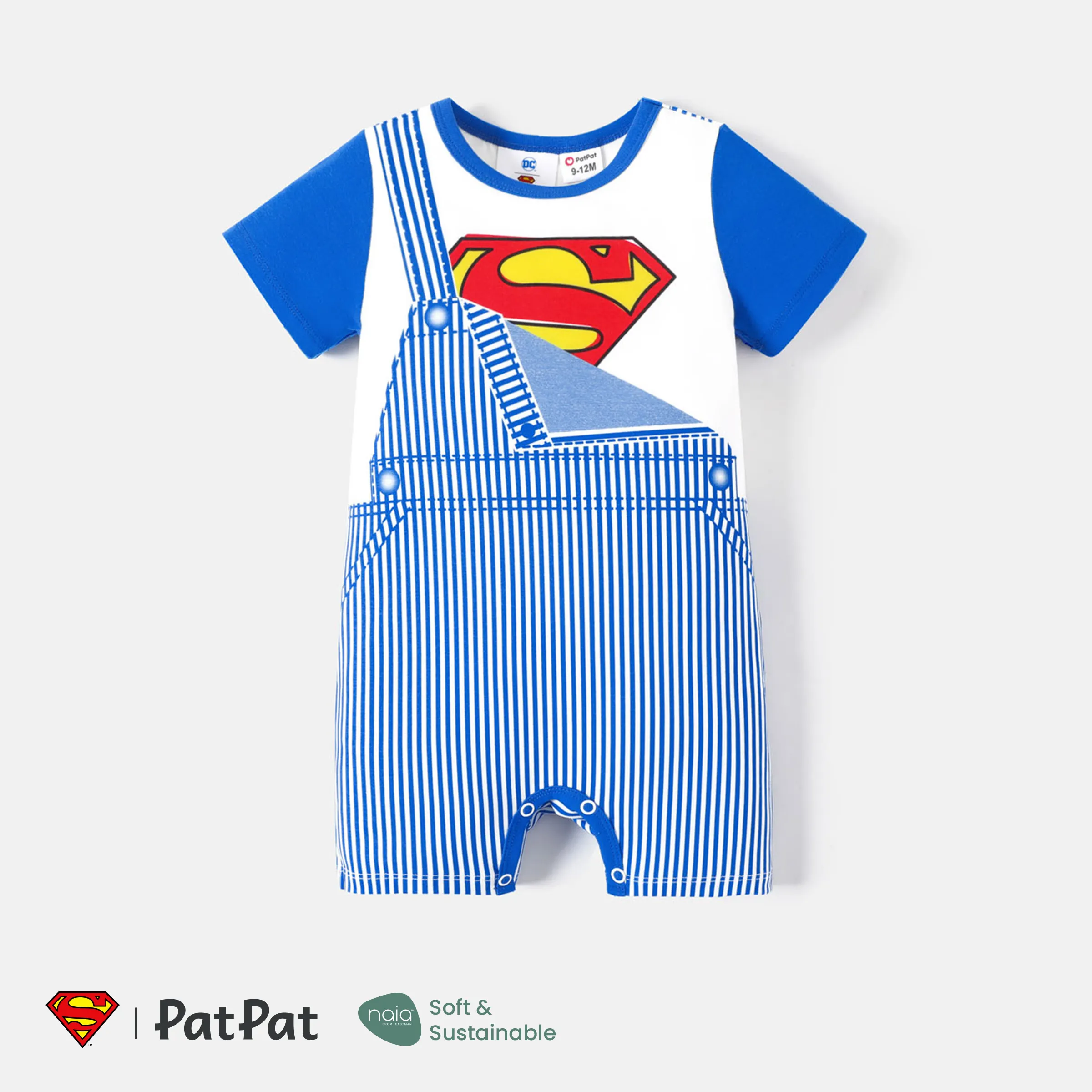 Justice League Baby Girl/Boy Naiaâ¢ Stripe Overalls Pattern Short-sleeve Jumpsuit