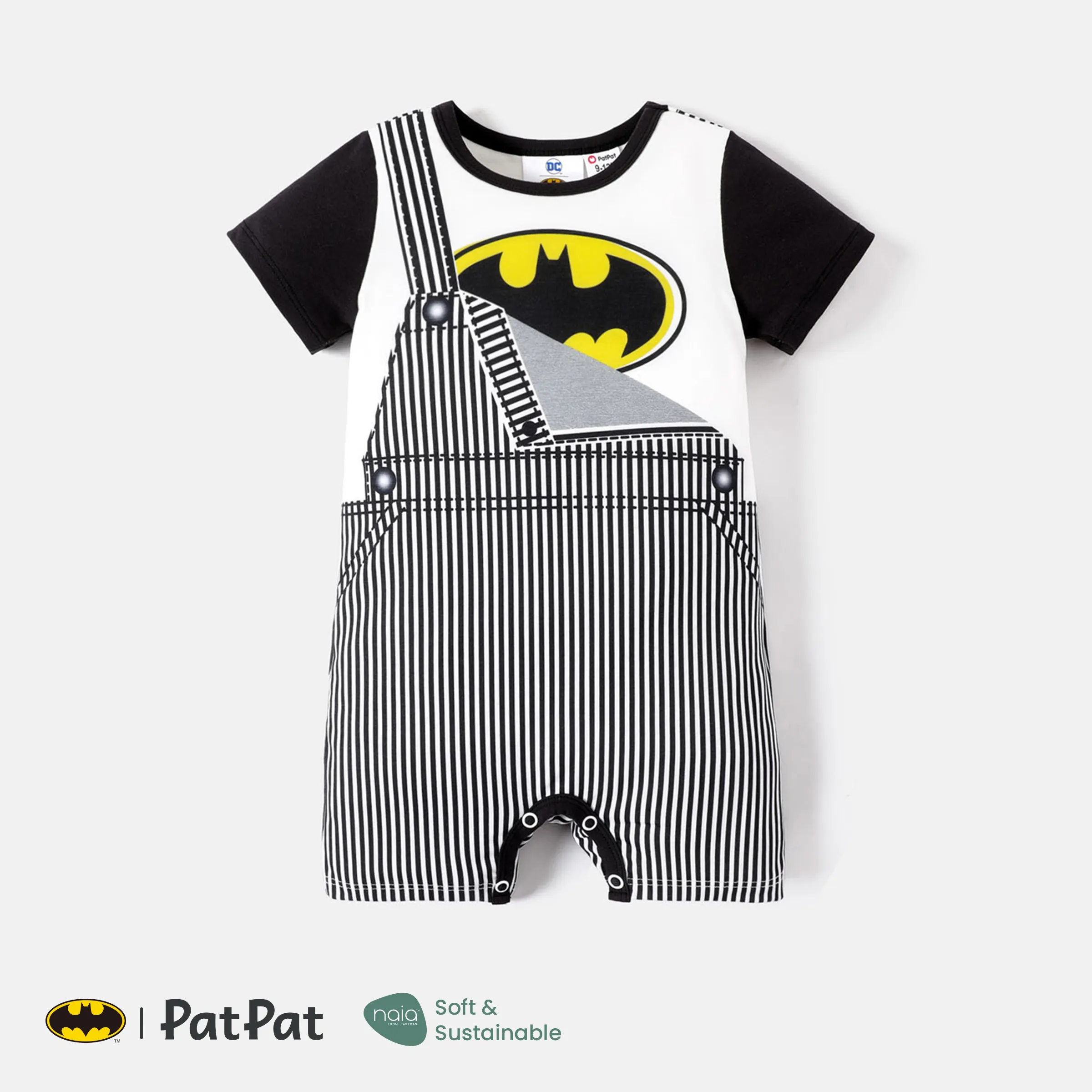 

Justice League Baby Girl/Boy Naia™ Stripe Overalls Pattern Short-sleeve Jumpsuit