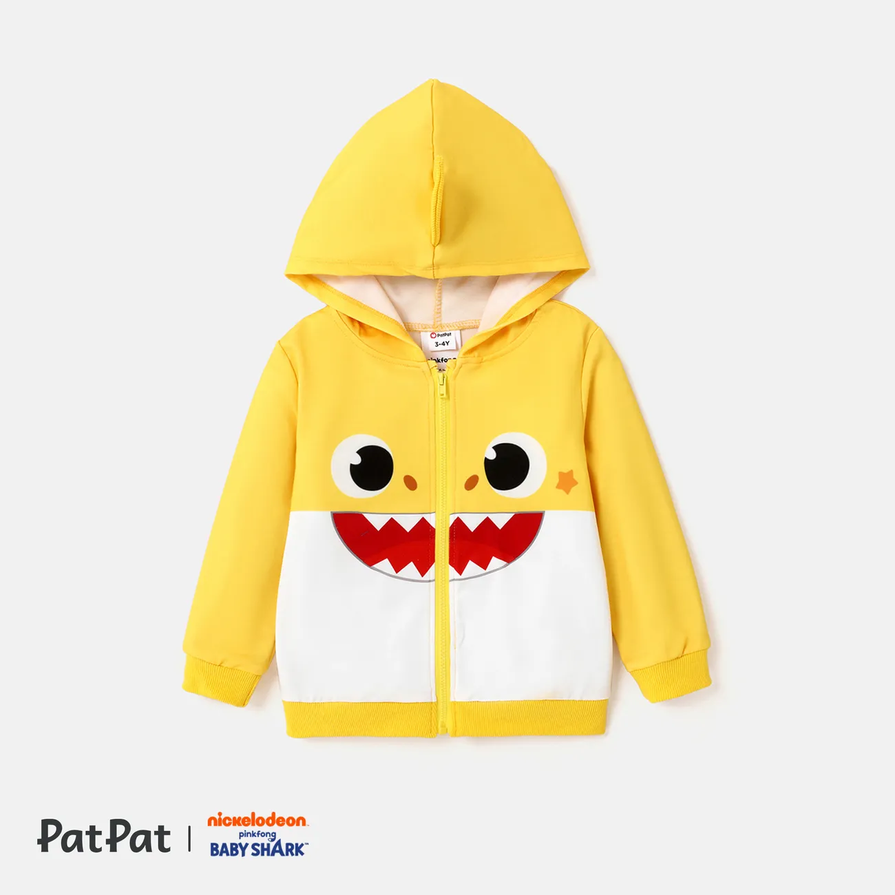 Baby Shark Toddler Girl/Boy Naia™ Character Print Long-sleeve Zip Up Hoodie  Yellow big image 1