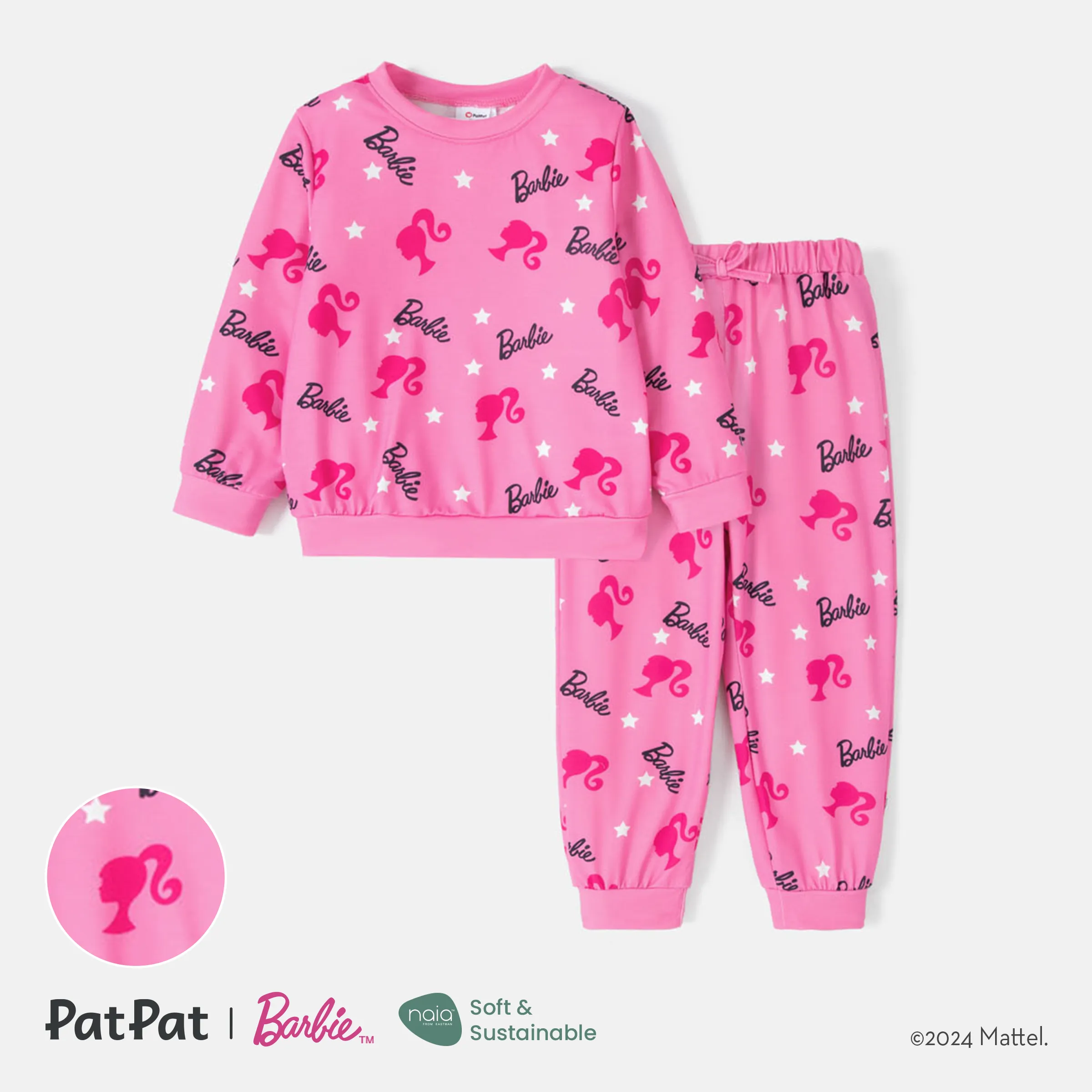 Barbie Toddler Girl 2pcs Naia™ Allover Print Pullover à Manches Longues Et Ensemble De Pantalons