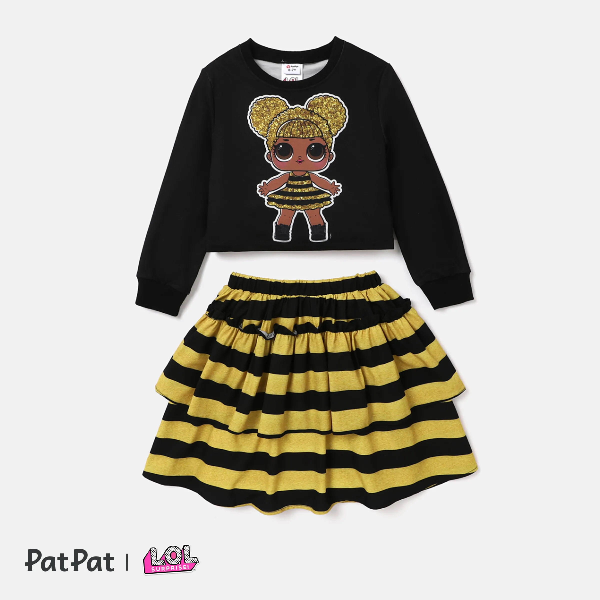 L.O.L. SURPRISE ! Toddler / Kid Girl 2pcs Character Print Manches Longues Top Et Tutu Skirt Set