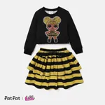 L.O.L. SURPRISE! Toddler/Kid Girl 2pcs Character Print Long-sleeve Top and Tutu Skirt Set Black