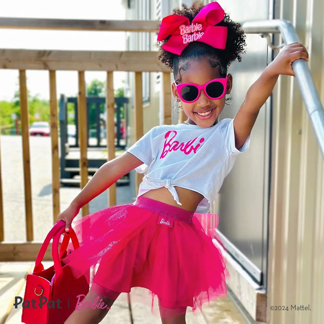 Barbie Toddler Kid Girl Dress / Bomber Jacket / Cami Romper / Sets / Sibling Matching Rompers PinkyWhite#2 big image 1