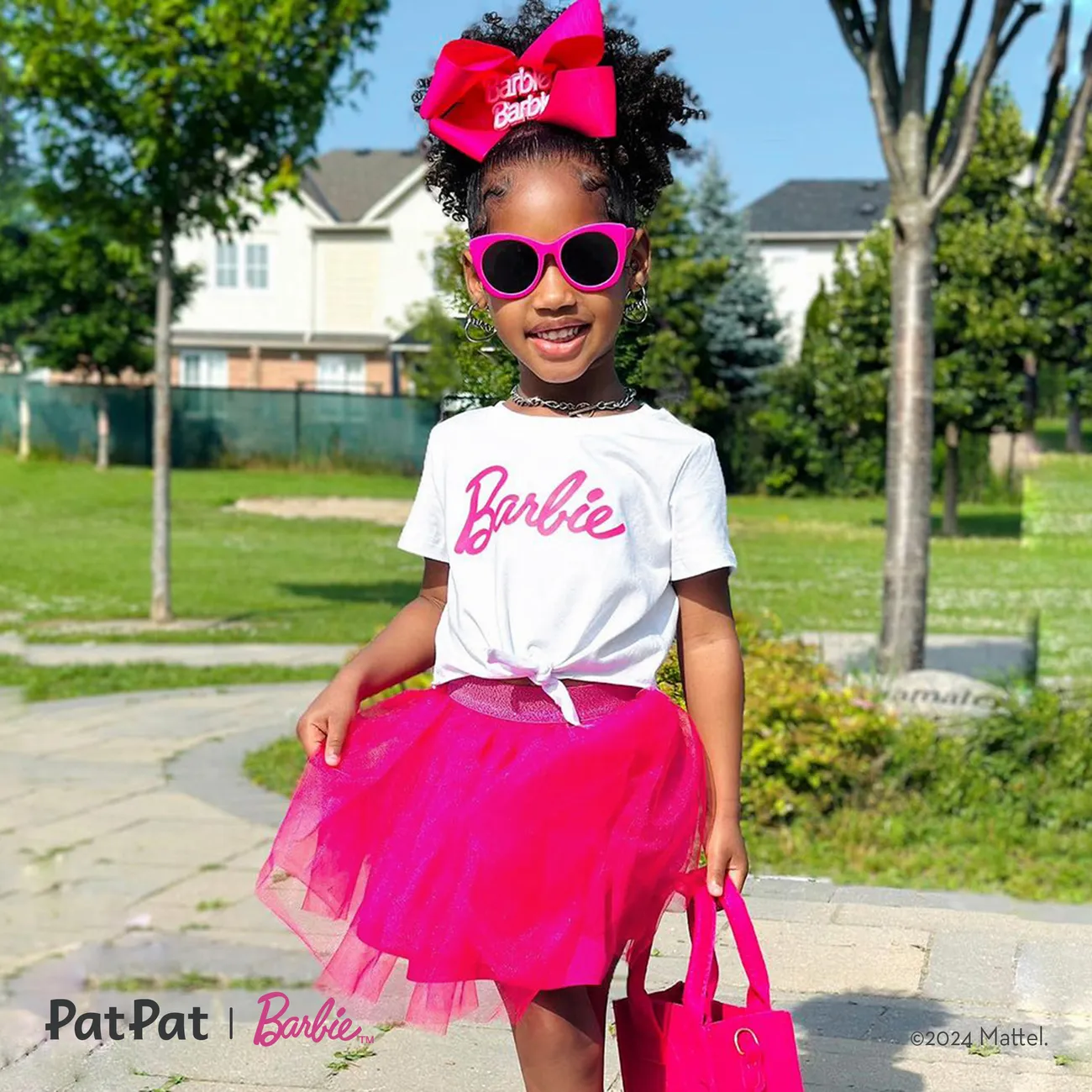 Barbie 2 unidades Niño pequeño Chica A capas Elegante Traje de falda pinkywhite big image 1