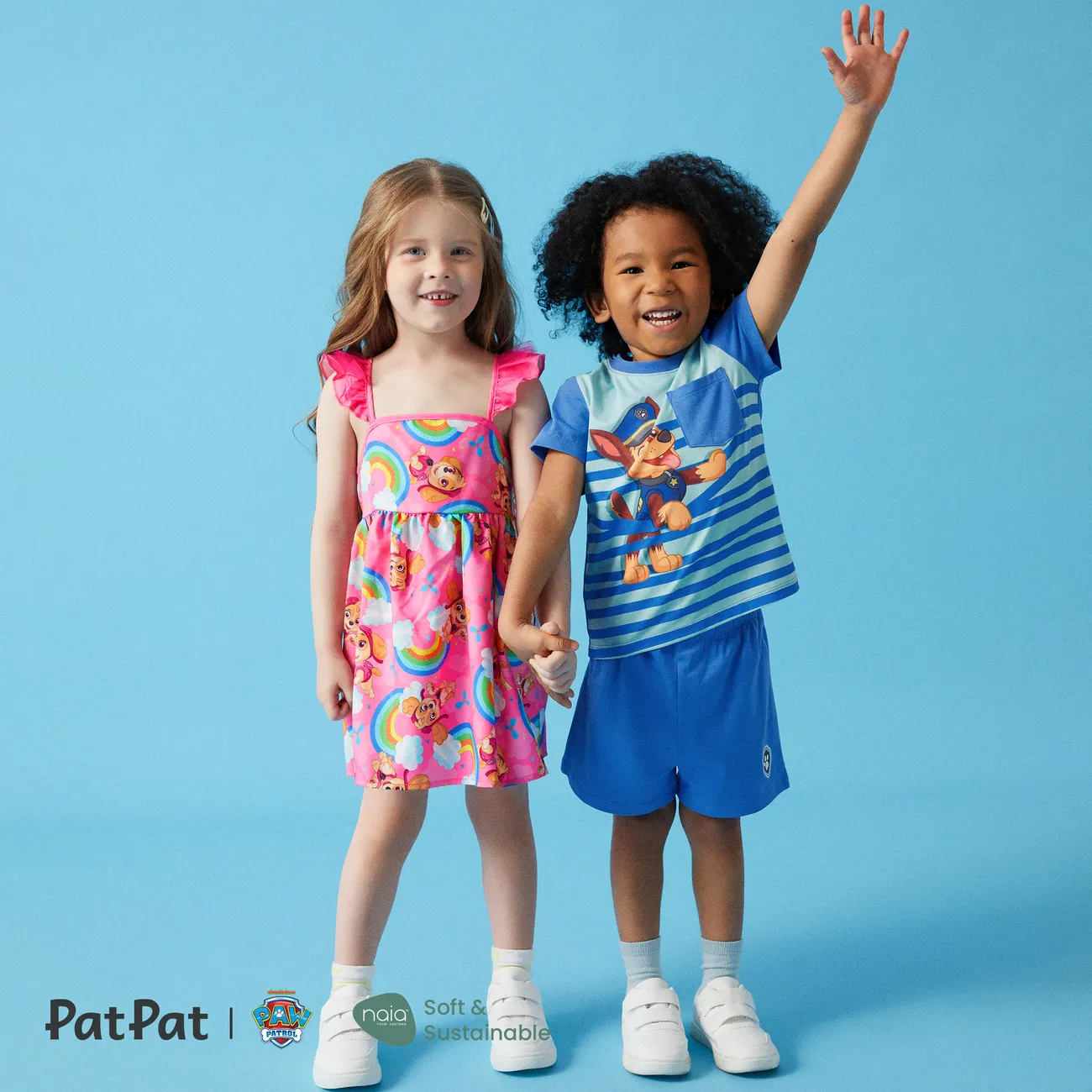La Pat’ Patrouille 2 pièces Enfant en bas âge Garçon Enfantin Chien ensembles de t-shirts bleu vert big image 1