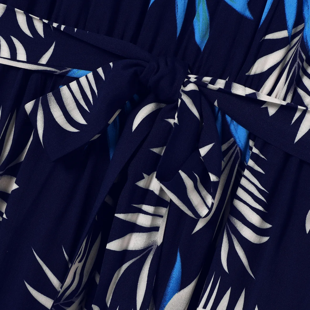 全家裝 熱帶植物花卉 短袖 親子裝 套裝 深藍色 big image 1