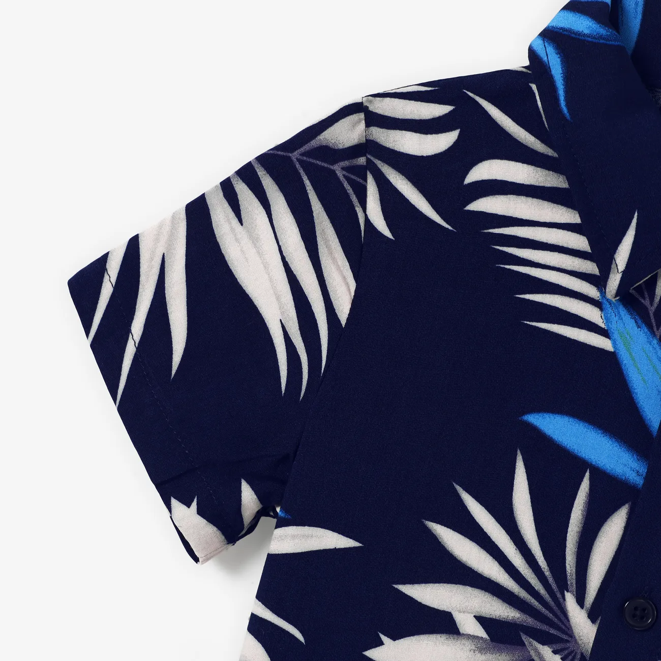 全家裝 熱帶植物花卉 短袖 親子裝 套裝 深藍色 big image 1