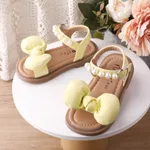 Toddler/Kids Girl Sweet Hyper-Tactile Bow Buckle Velcro Leather Sandals Pale Green