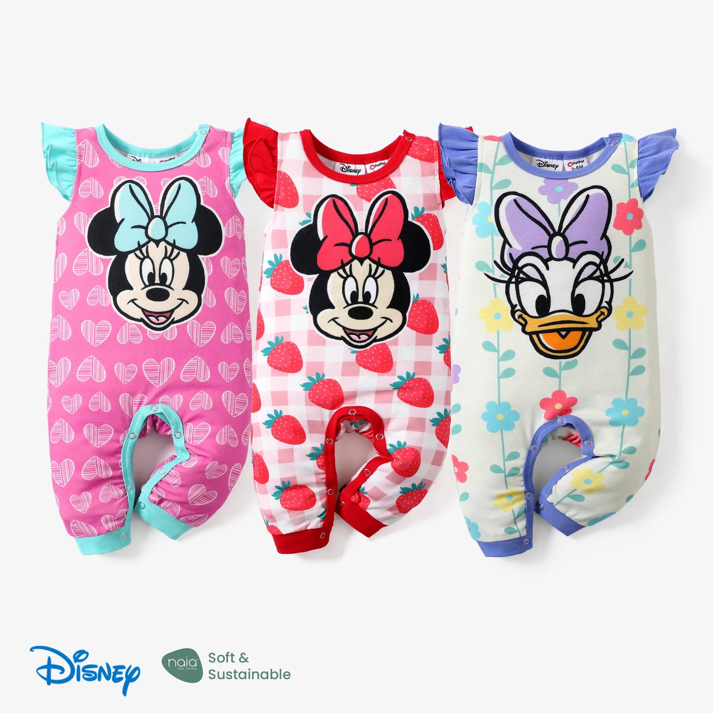 

Disney Mickey and Friends 1pc Baby Girls Naia™ Character Print Ruffled Short-Sleeve Bodysuit