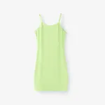 Kid Girl Solid Color Hip-covering Cami Dress Green