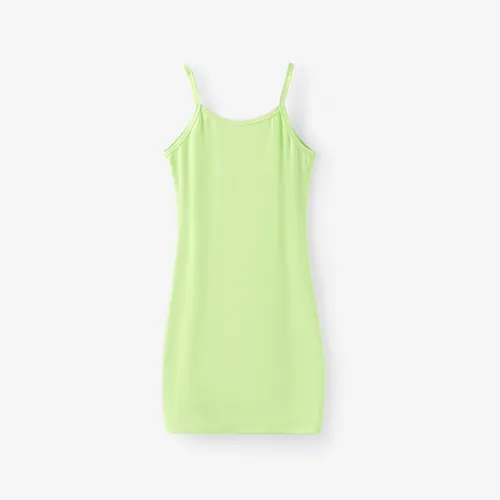 Kid Girl Solid Color Hip-covering Cami Dress
