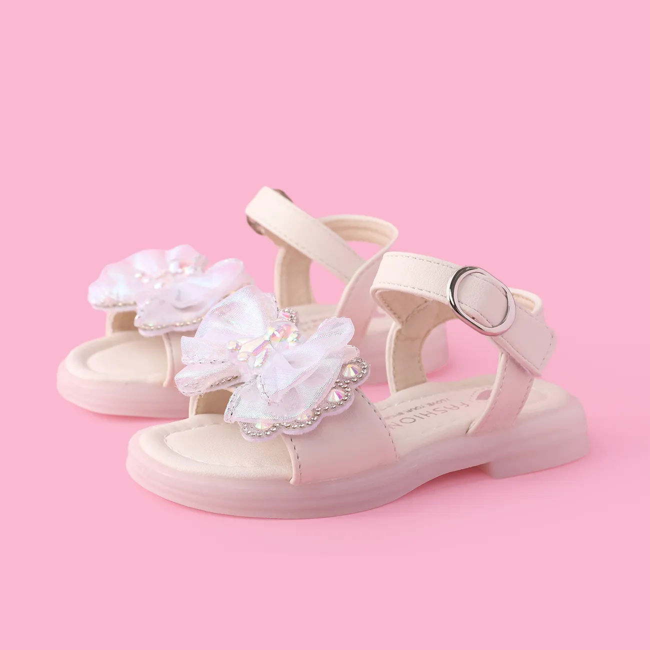 Toddler and Kids Girl Sweet 3D Hyper-Tactile Bowtie Velcro Sandals OffWhite big image 1