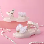 Toddler and Kids Girl Sweet 3D Hyper-Tactile Bowtie Velcro Sandals OffWhite