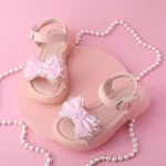 Toddler and Kids Girl Sweet 3D Hyper-Tactile Bowtie Velcro Sandals Pink
