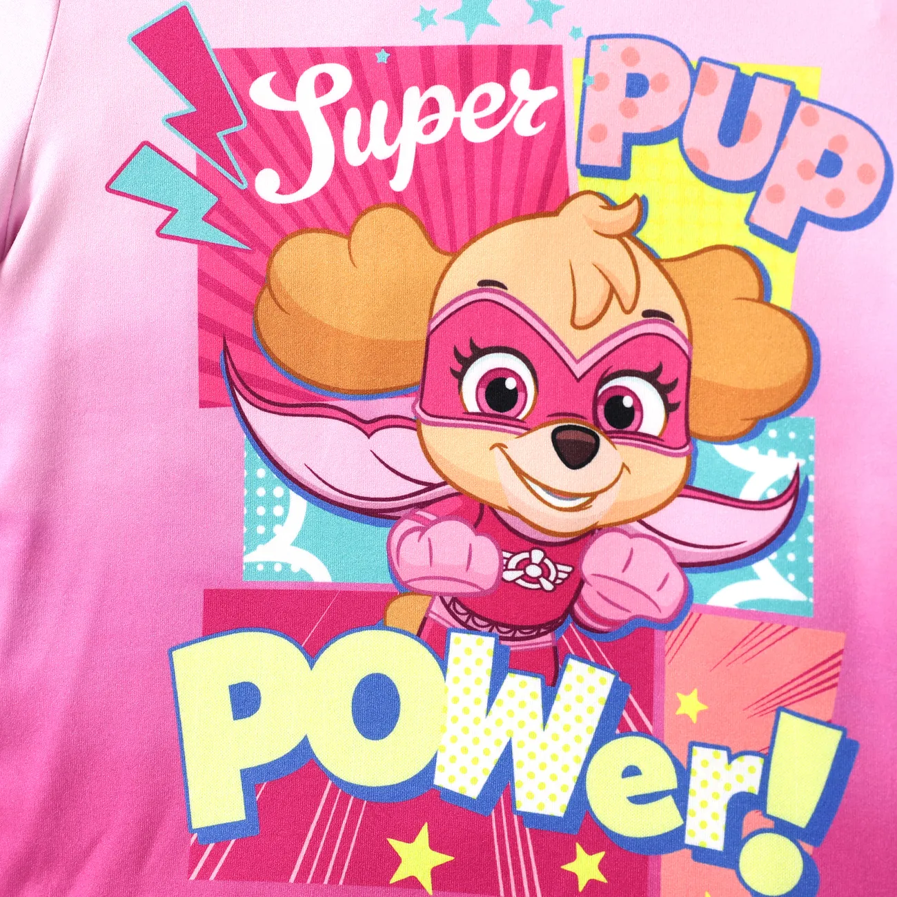 PAW Patrol 2pcs Toddler Boys/Girls Character Print Gradient Sporty Set
 Pink big image 1