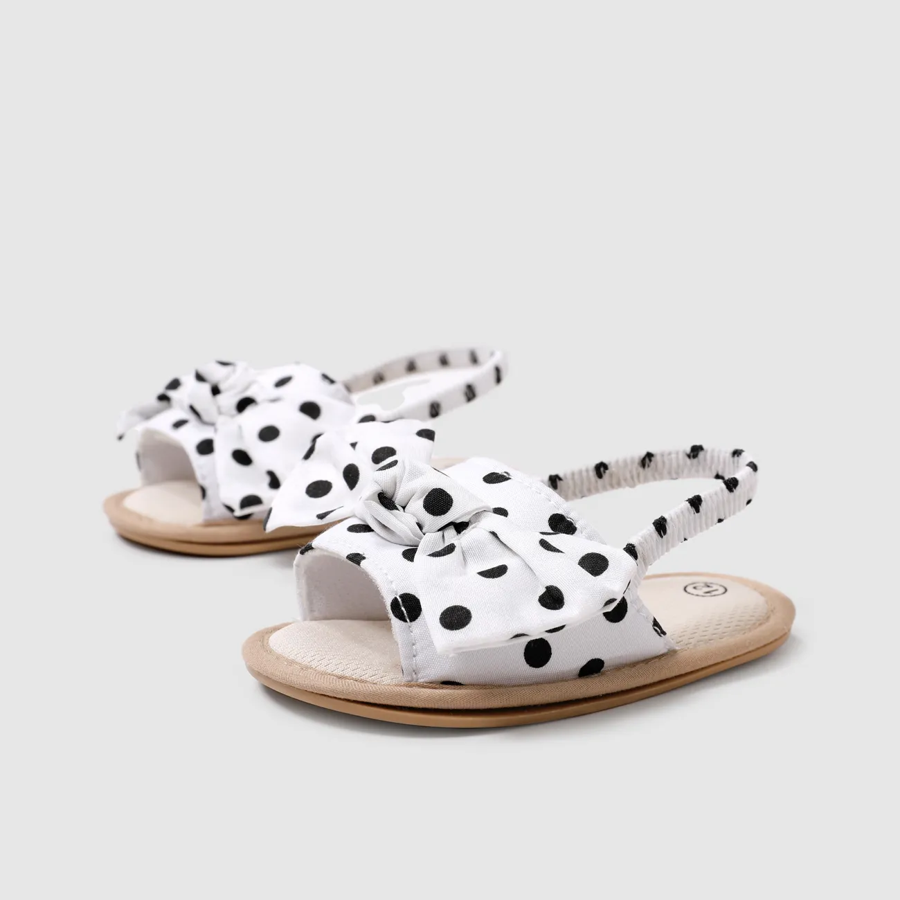 Baby Girl Casual Polka Dot Design Hyper-Tactile 3D Bow Sandals Prewalker Shoes White big image 1