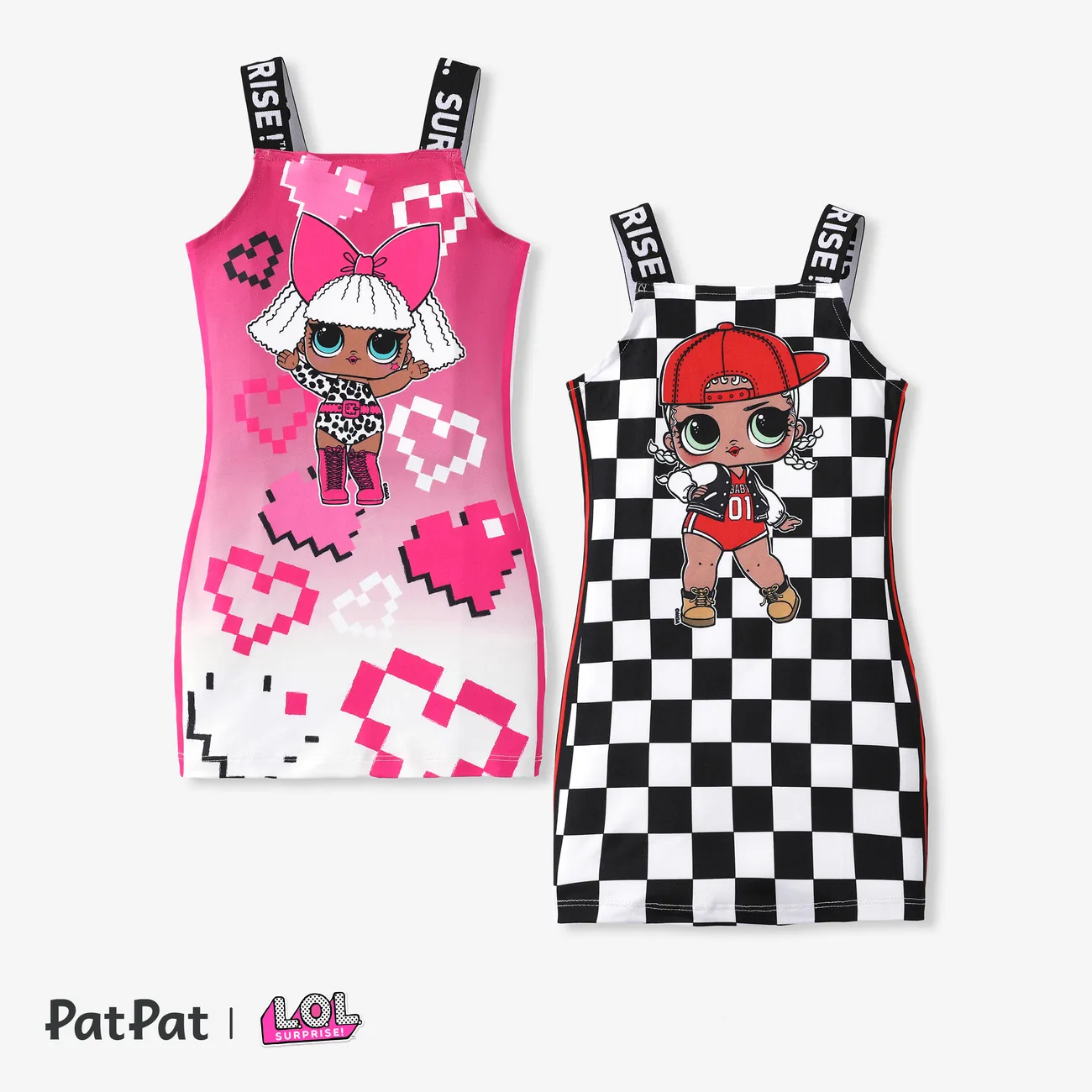 L.O.L.  Surprise 1pc Toddler/Kids Girls Character Print Checkered/Plaid Dress
 BlackandWhite big image 1