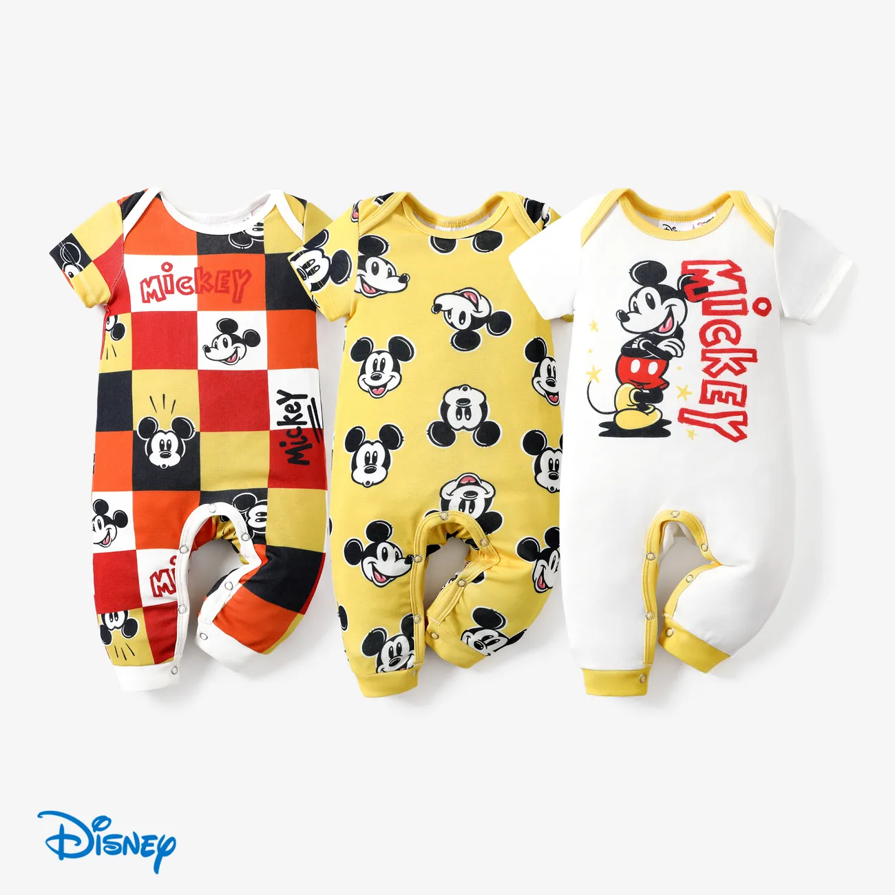 Disney Mickey and Friends 1pc Baby Boys/Girls Naia™ Character Grid Long Leg jumpsuit/Romper

 White big image 1