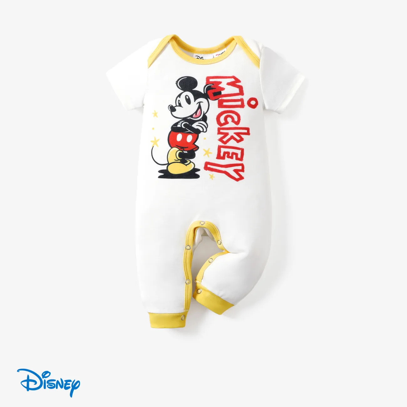 Disney Mickey and Friends 1pc Baby Boys/Girls Naia™ Character Grid Long Leg jumpsuit/Romper

 White big image 1
