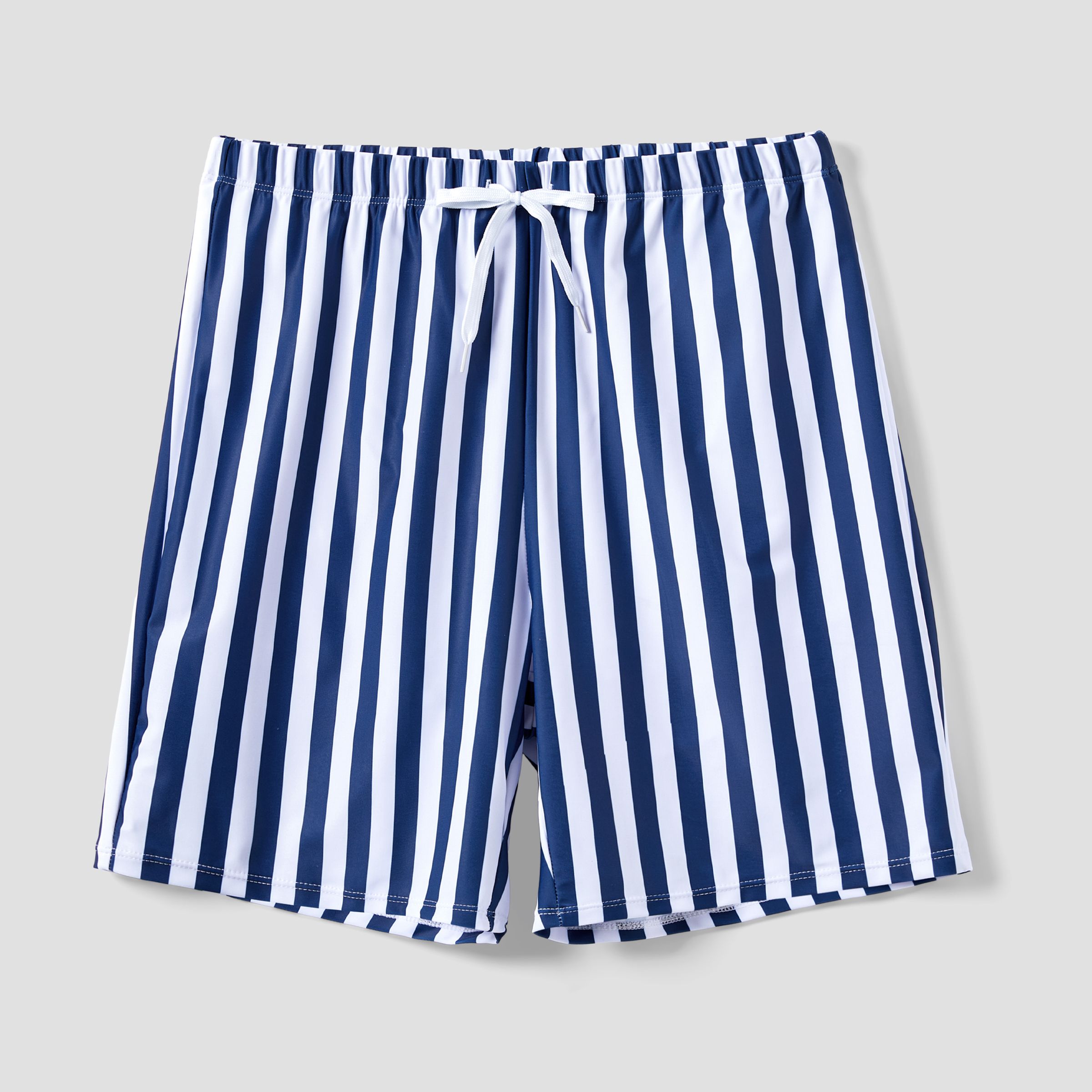 

Family Matching Vertical Stripe Drawstring Swim Trunks or Bow Detail One-Piece Swimsuit