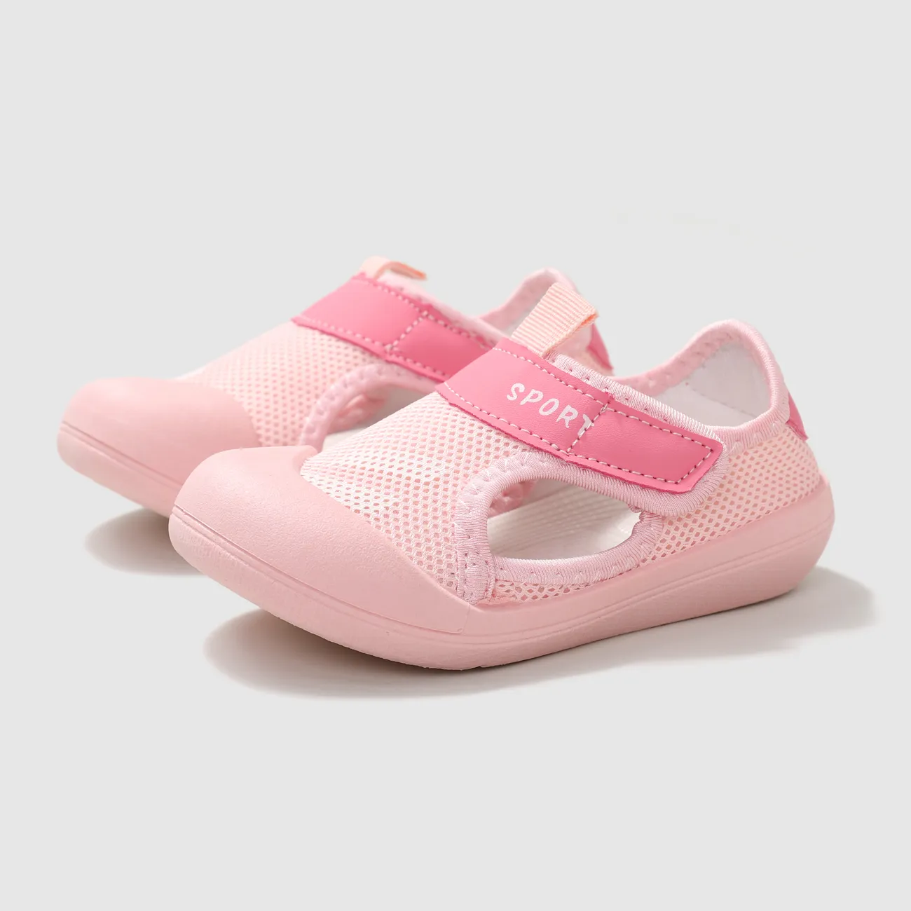 Toddler/Kids Girl/Boy Casual Sporty Solid Fiber Mesh Velcro Shoes Pink big image 1