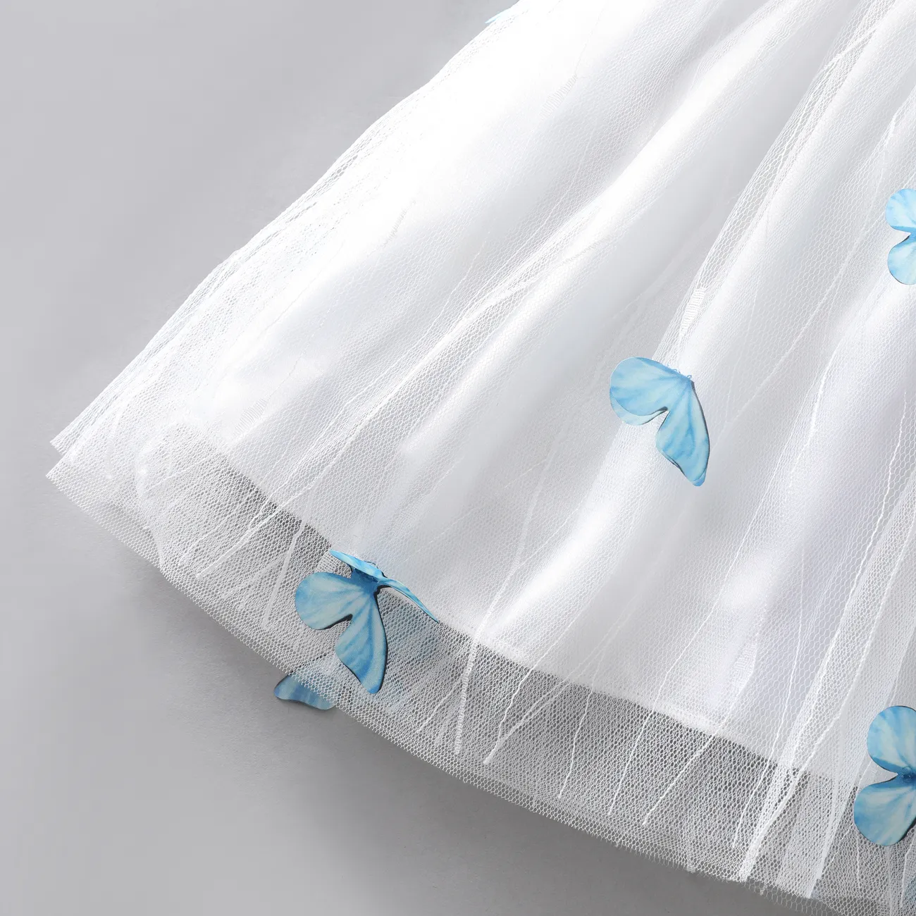Kid Girls Sweet Hyper-Tactile 3D Butterfly Mesh Dress/Skirt Blue big image 1