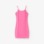 Kid Girl Solid Color Hip-covering Cami Dress Dark Pink