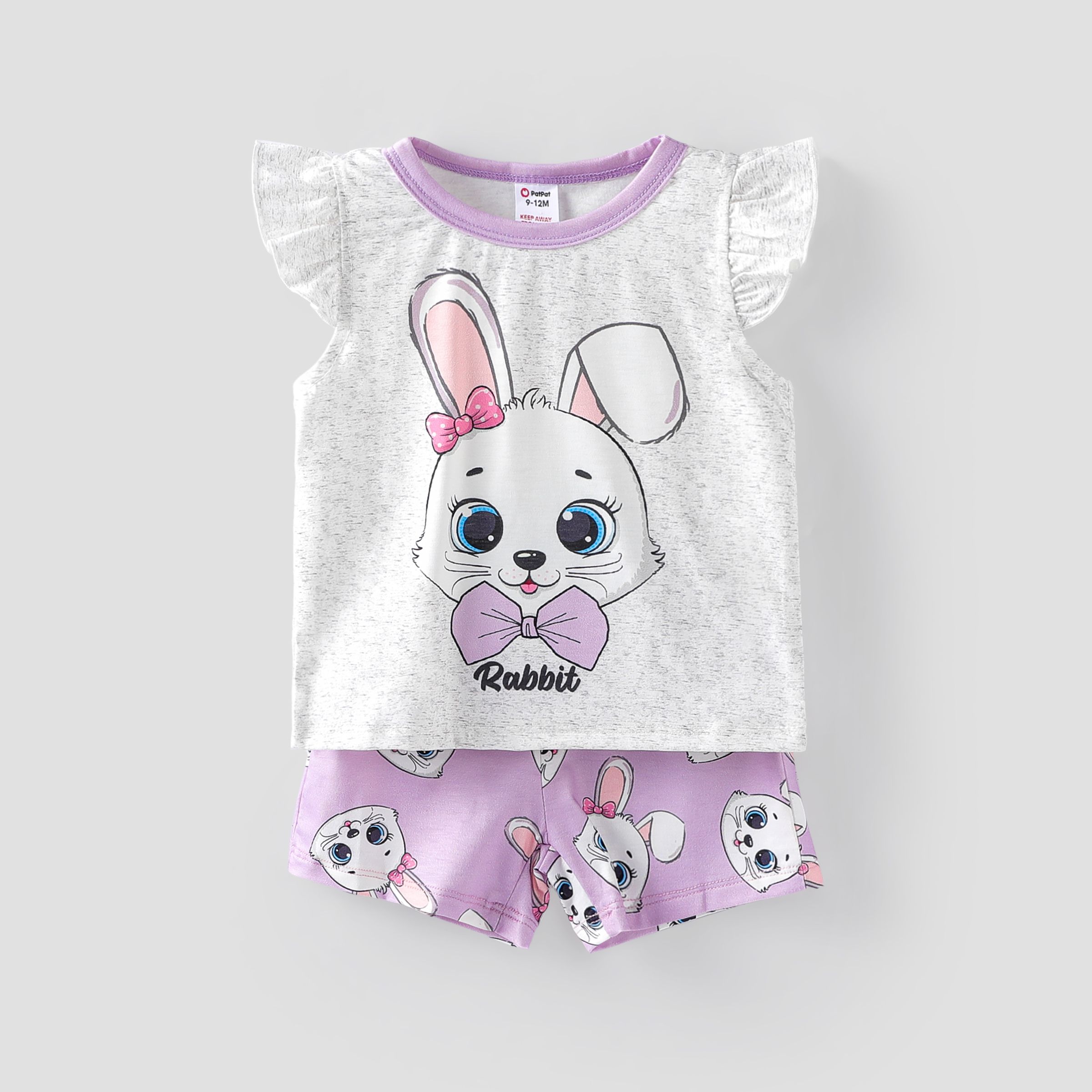 Baby/Toddler Girl 2pcs Rabbit Print Tee And Shorts Pajama Set