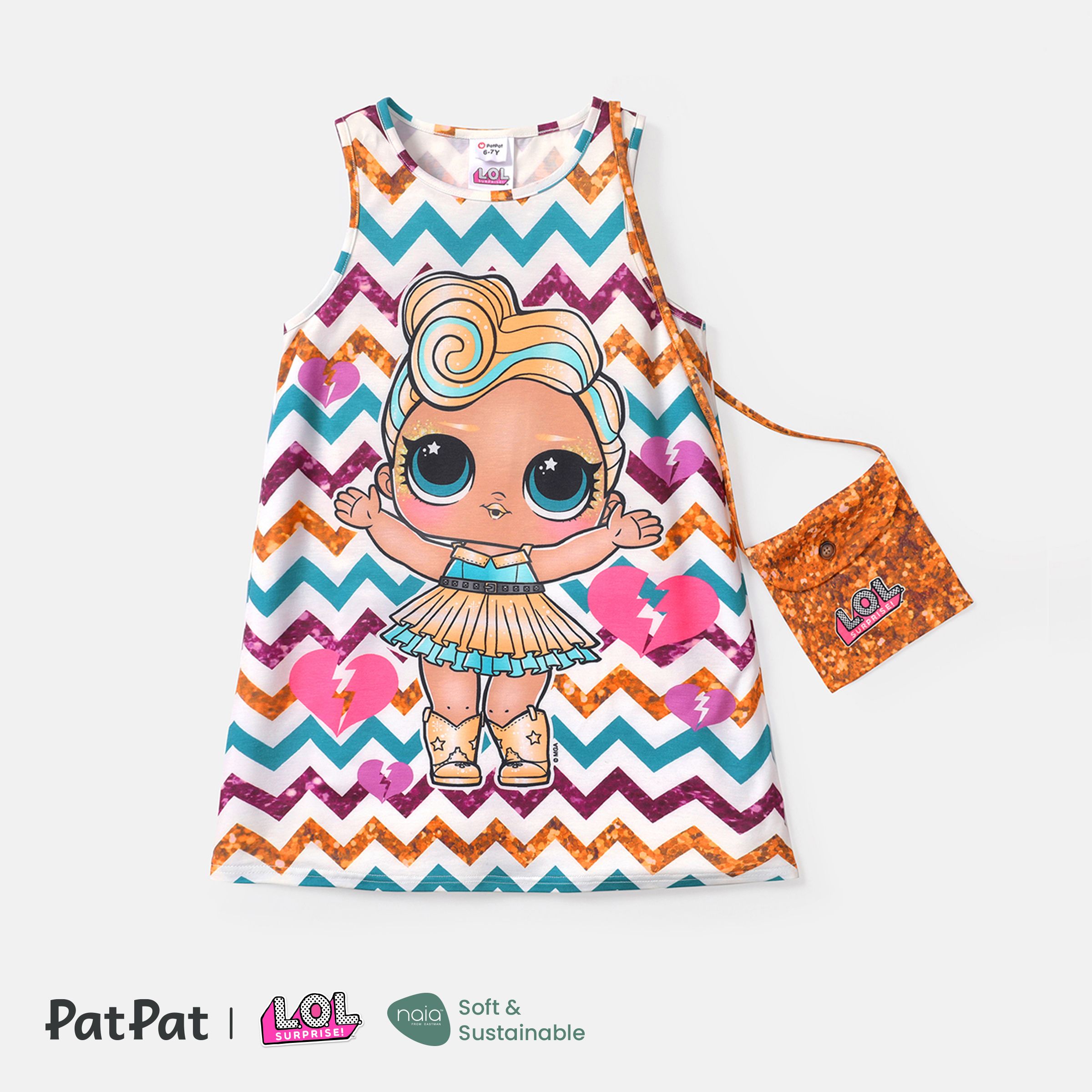 L.O.L. SURPRISE ! Toddler / Kid Girl Character & Colorful Stripe Print Naia™ Tank Dress