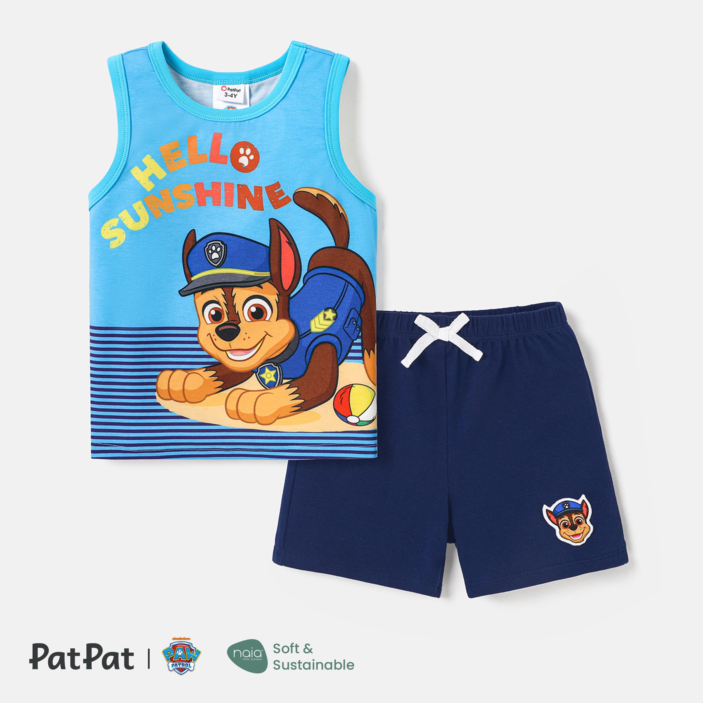 PAW Patrol Toddler Girl/Boy 2pcs Naia™ Striped Character Print Débardeur Et Shorts Set