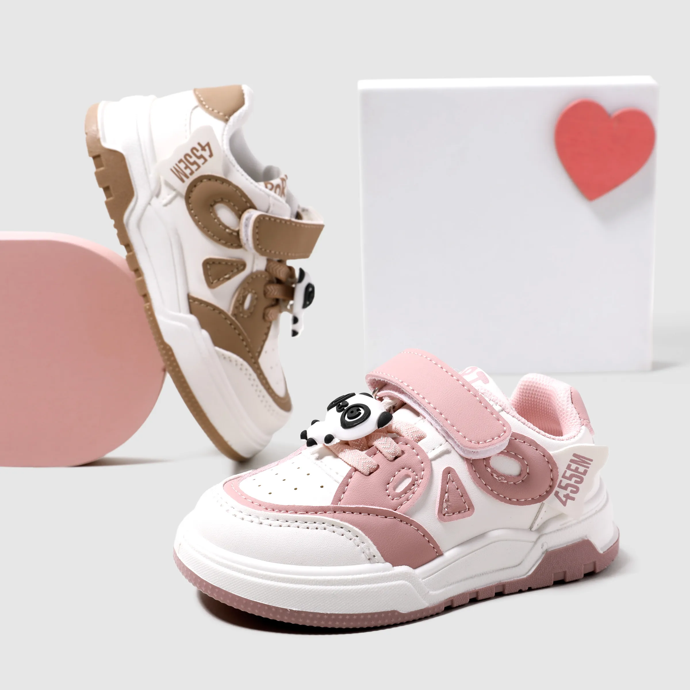 

Toddler/Kids Girl/Boy Hyper-Tactile 3D Panda Pattern Velcro Sports Shoes