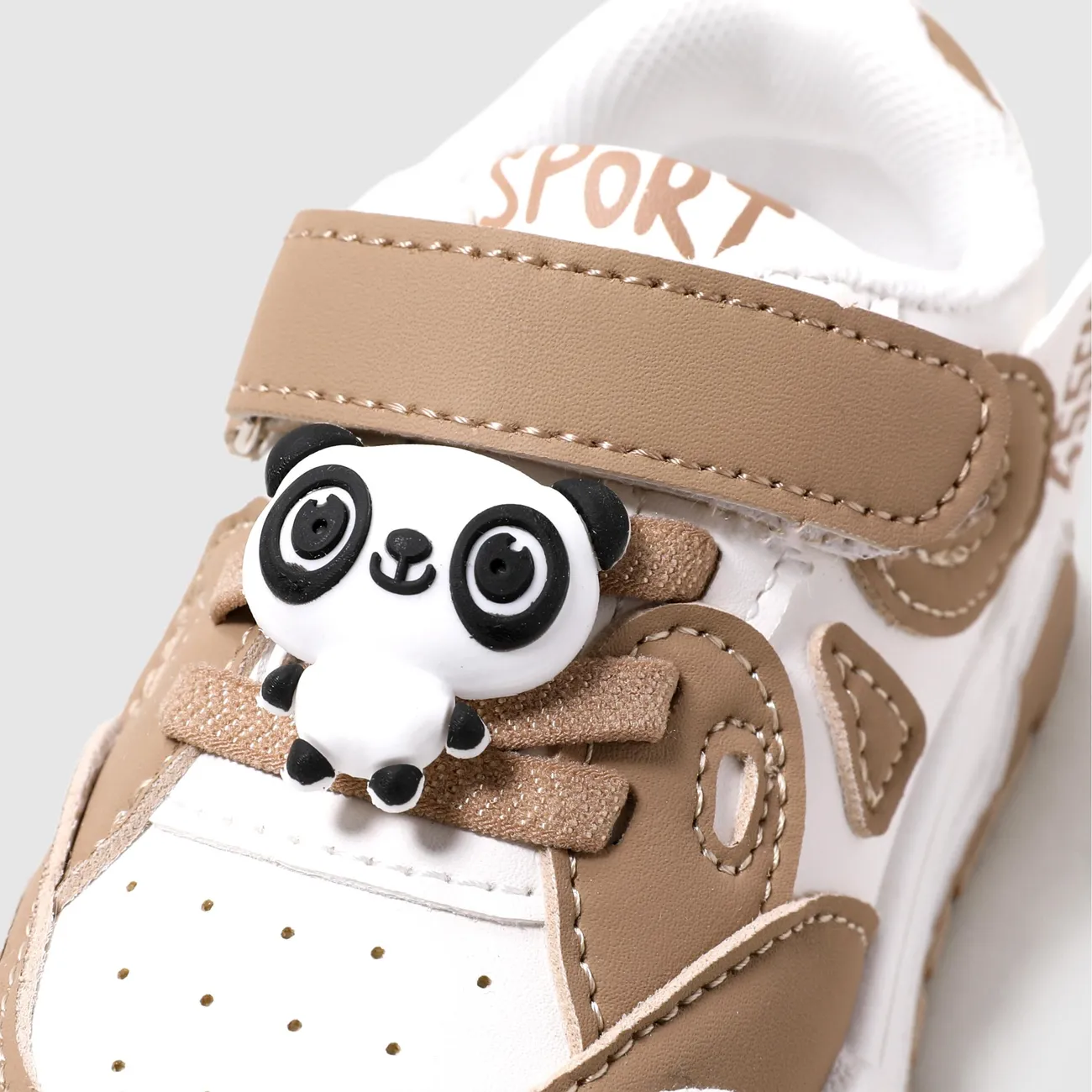 Toddler/Kids Girl/Boy Hyper-Tactile 3D Panda Pattern Velcro Sports Shoes Khaki big image 1