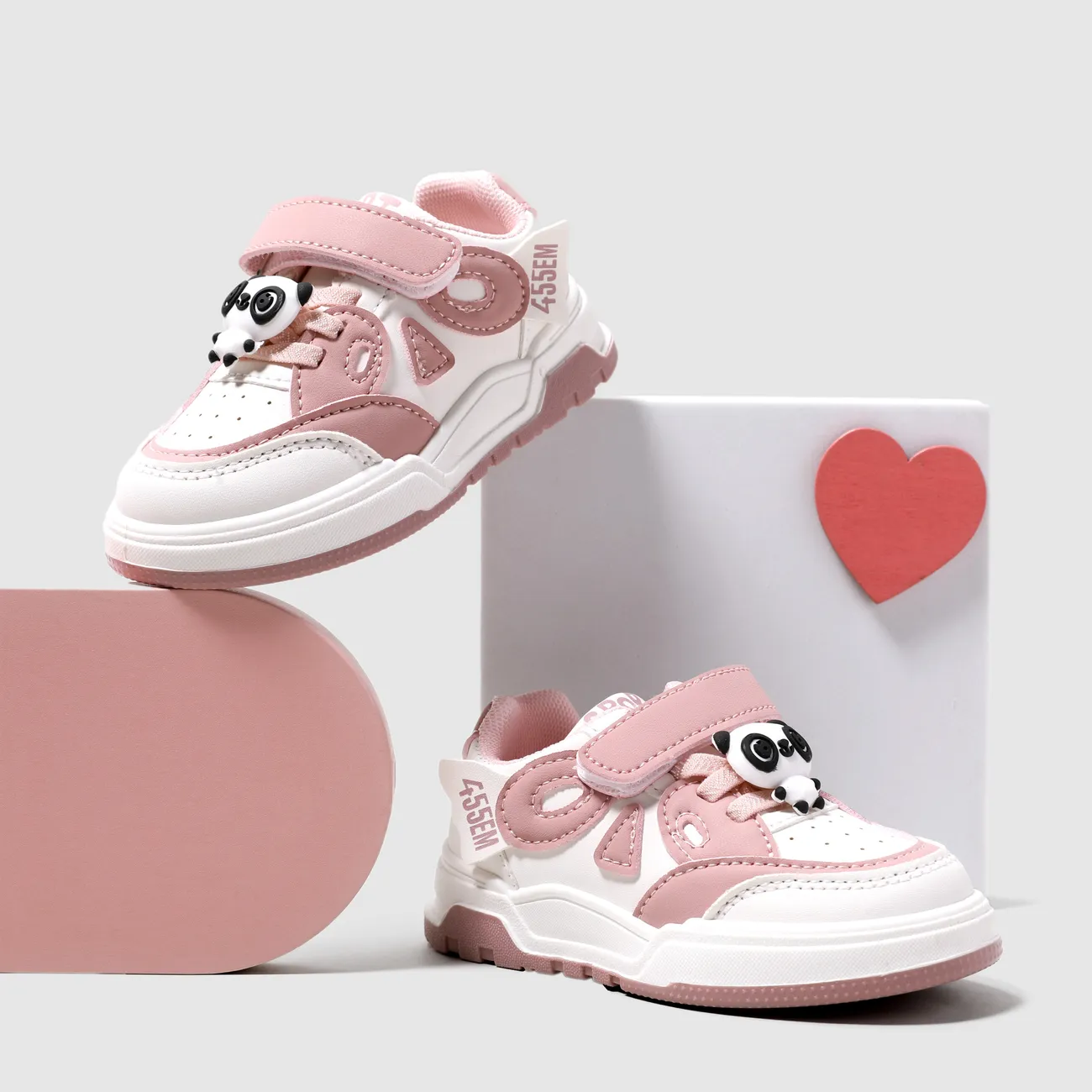 Toddler/Kids Girl/Boy Hyper-Tactile 3D Panda Pattern Velcro Sports Shoes Pink big image 1
