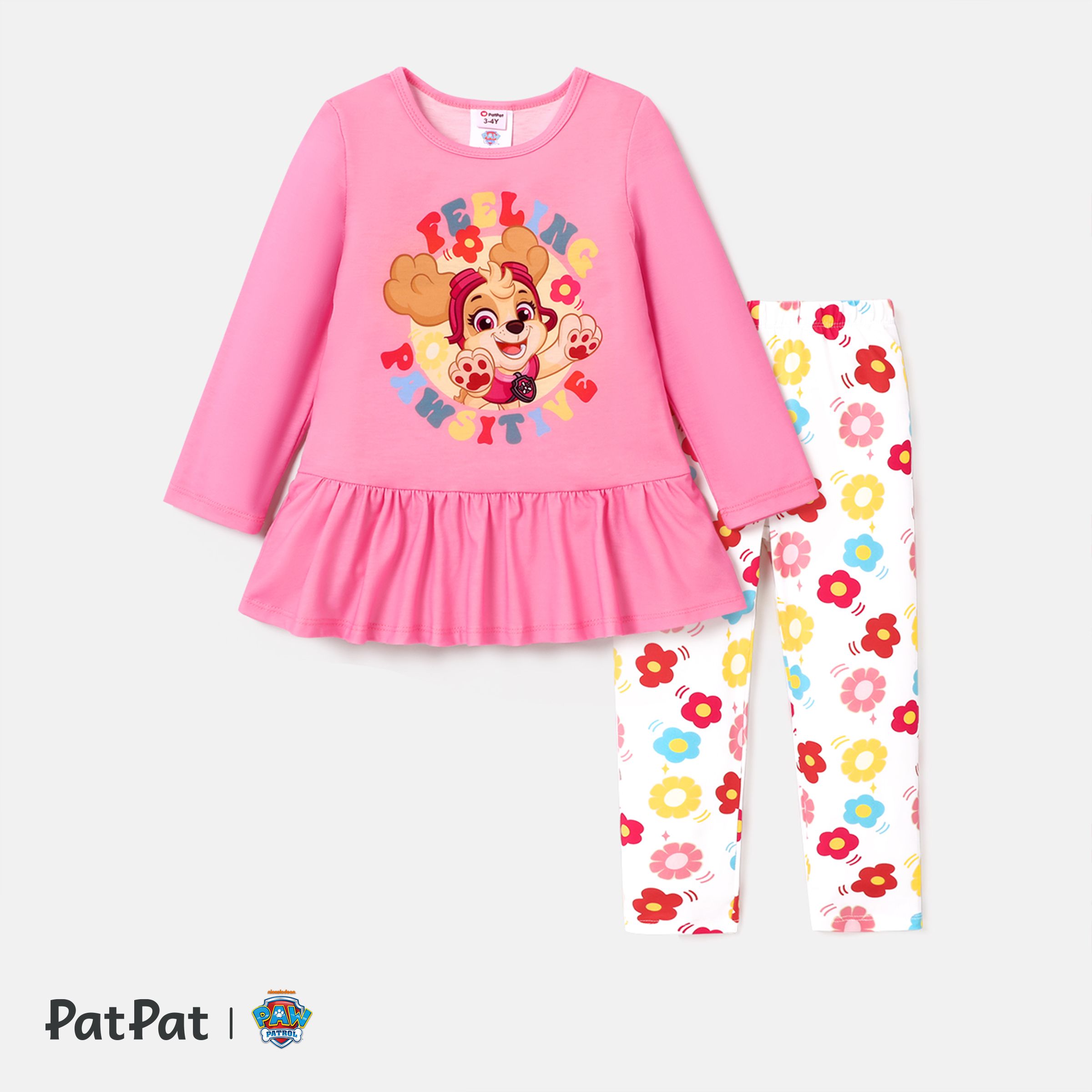 PAW Patrol Toddler Girl’s Two-Piece Cartoon Printed Ruffle Top And Bottom Set