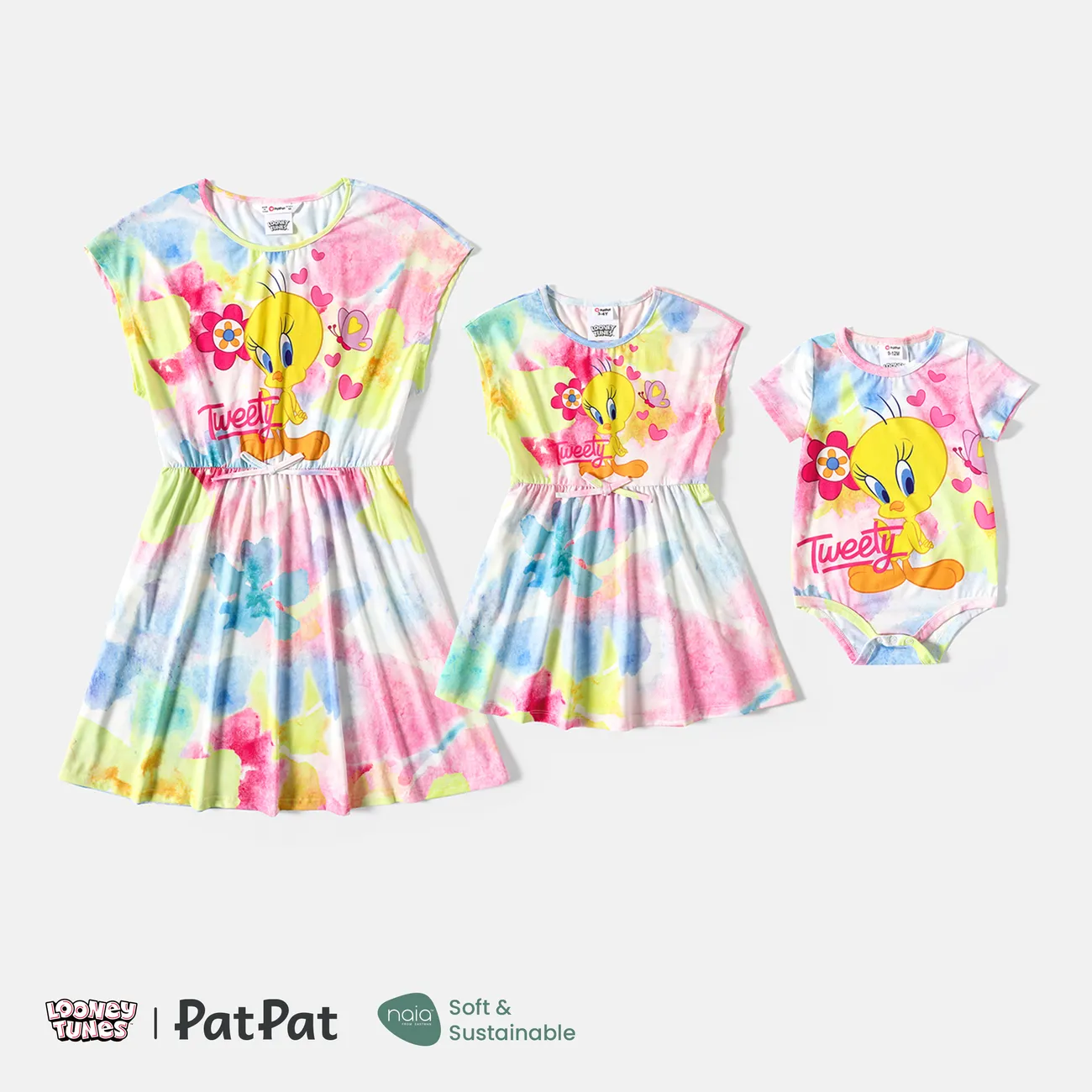 Looney Tunes Mommy and Me Short-sleeve Tie Dyed Naia™ Dresses Colorful big image 1