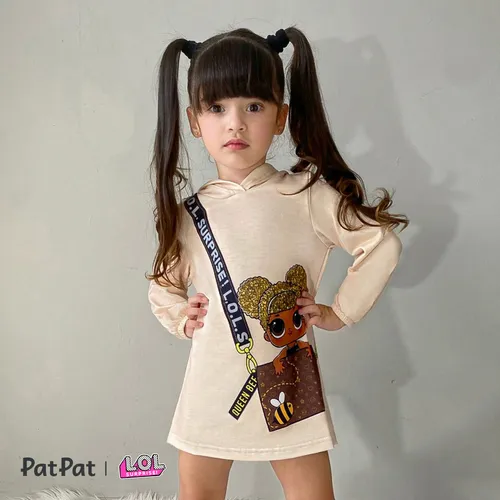 L.O.L. SURPRISE! Toddler Girl Bag Print Long-sleeve Hooded Sweatshirt Dress