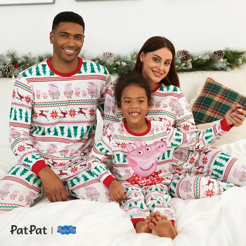 Peppa Pig Noël Look Familial Manches longues Tenues de famille assorties Pyjamas (Flame Resistant)
