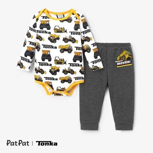 Tonka Baby Boy 2pcs Vehicle Print Long-sleeve Jumpsuit and Pants Sets