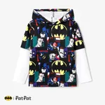 Batman Kid Boy Super Hero Character Print  Colorblock Top and Pants Color block