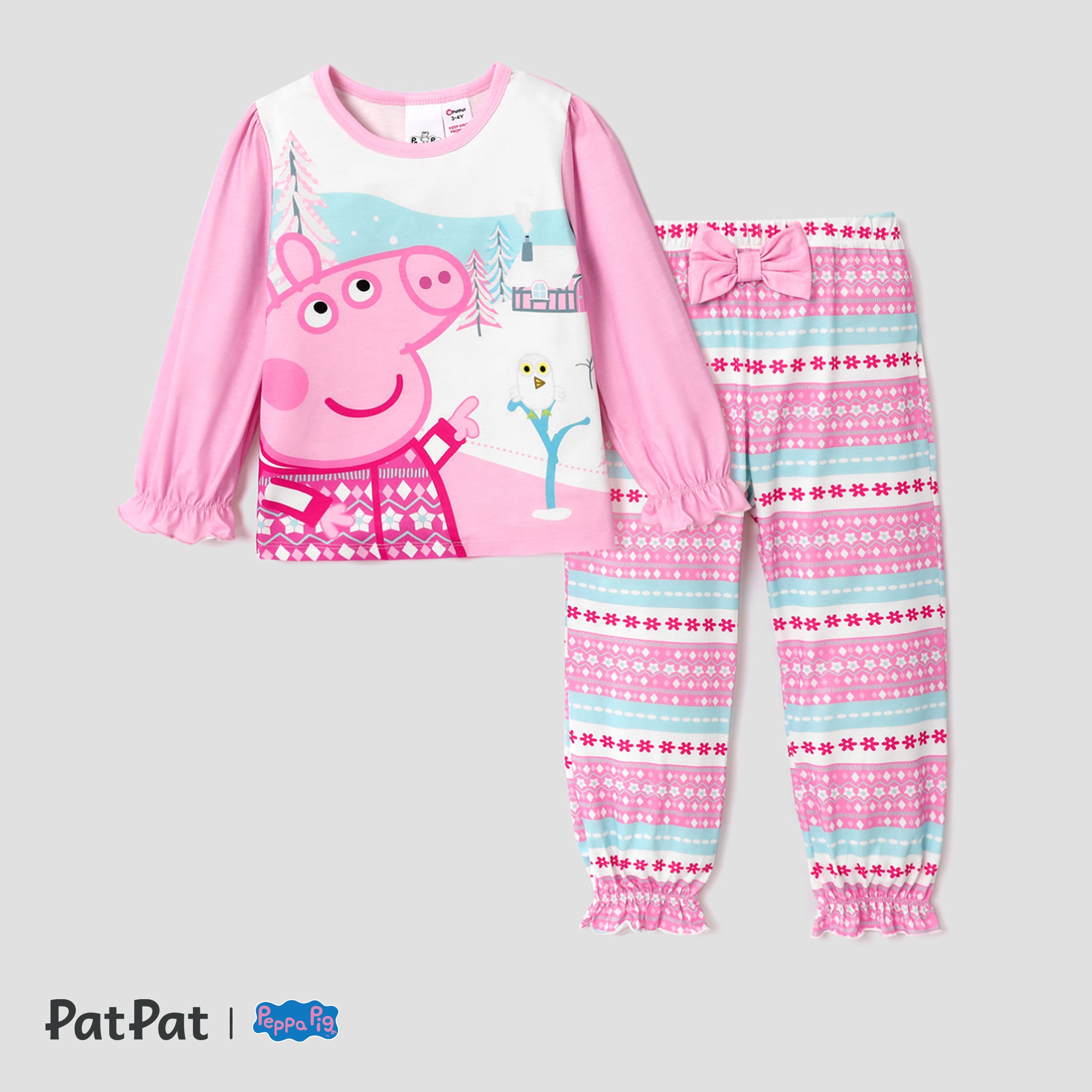 Peppa Pig 2-Piece Toddler Girl Home Peppa Snowflake Top And Pant Pajamas (Flame Resistant)