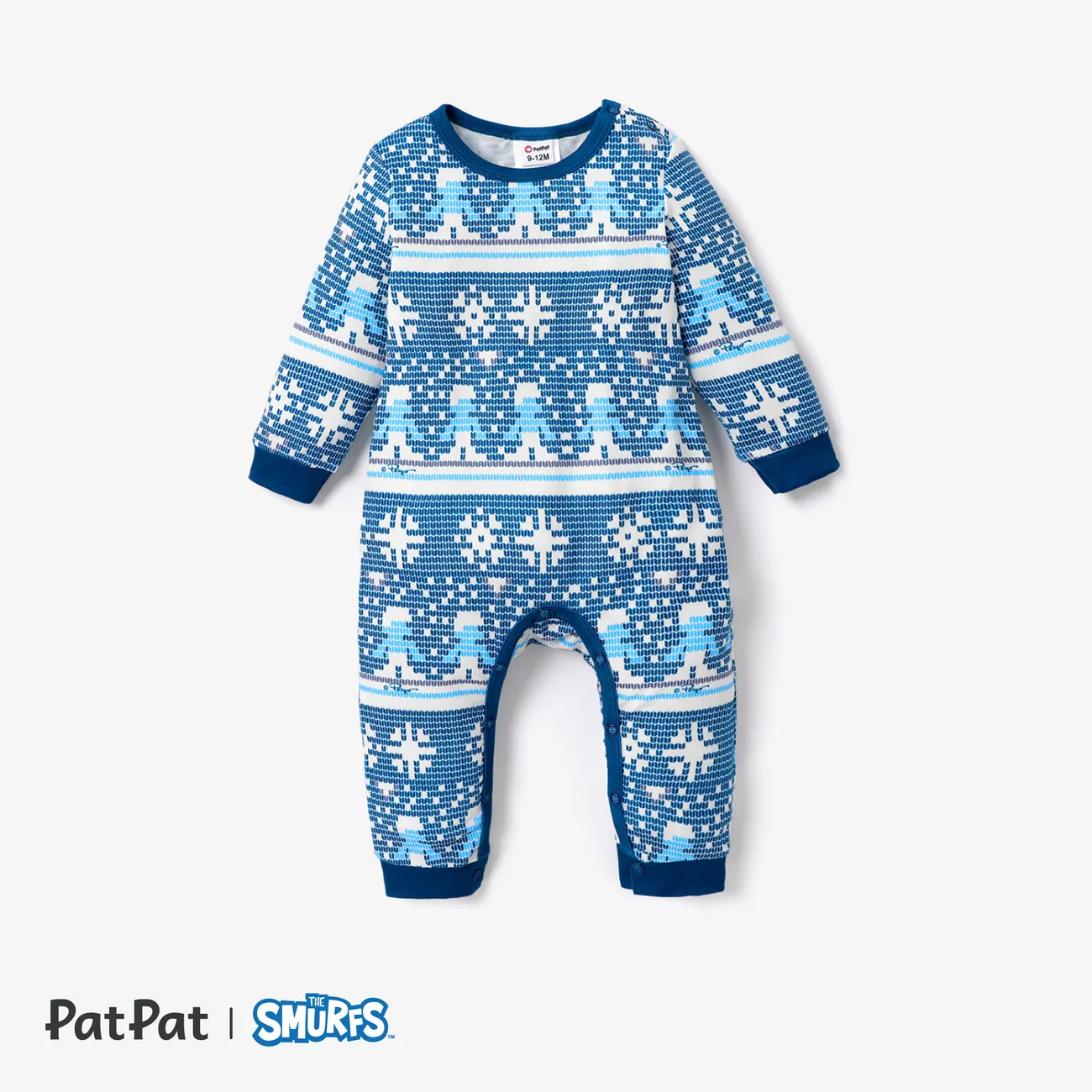 The Smurfs Baby Boy/Girl Graphic/Allover Print Long-sleeve Onesies Deep Blue big image 1