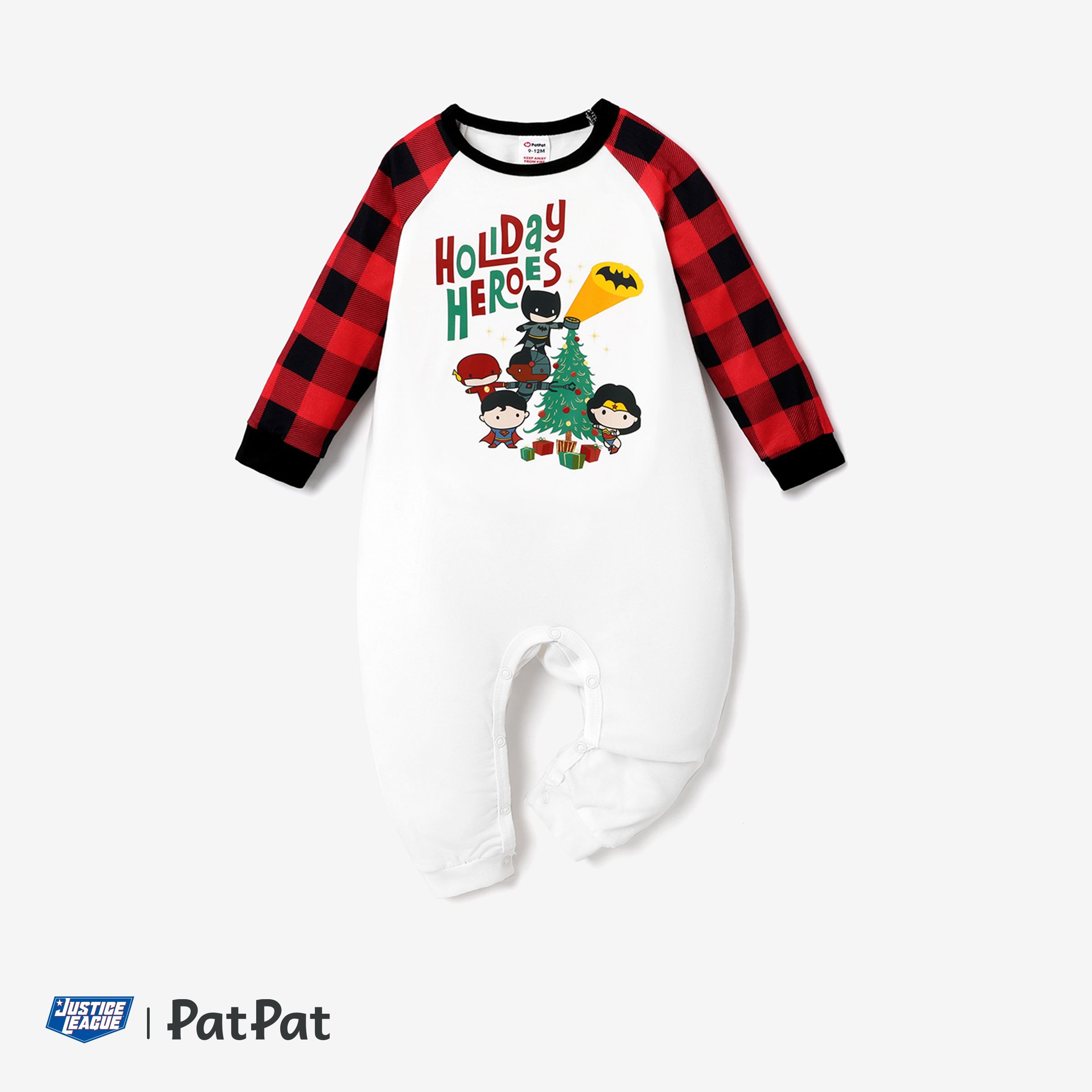 DC Super Friends Family Matching Christmas Graphic Top Et Grid Pants Pyjamas Sets (Résistant Aux Flammes)