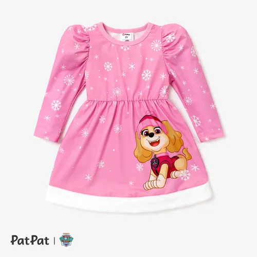 PAW Patrol Toddler Girl Snowflake Positioning Puff-sleeve Dress