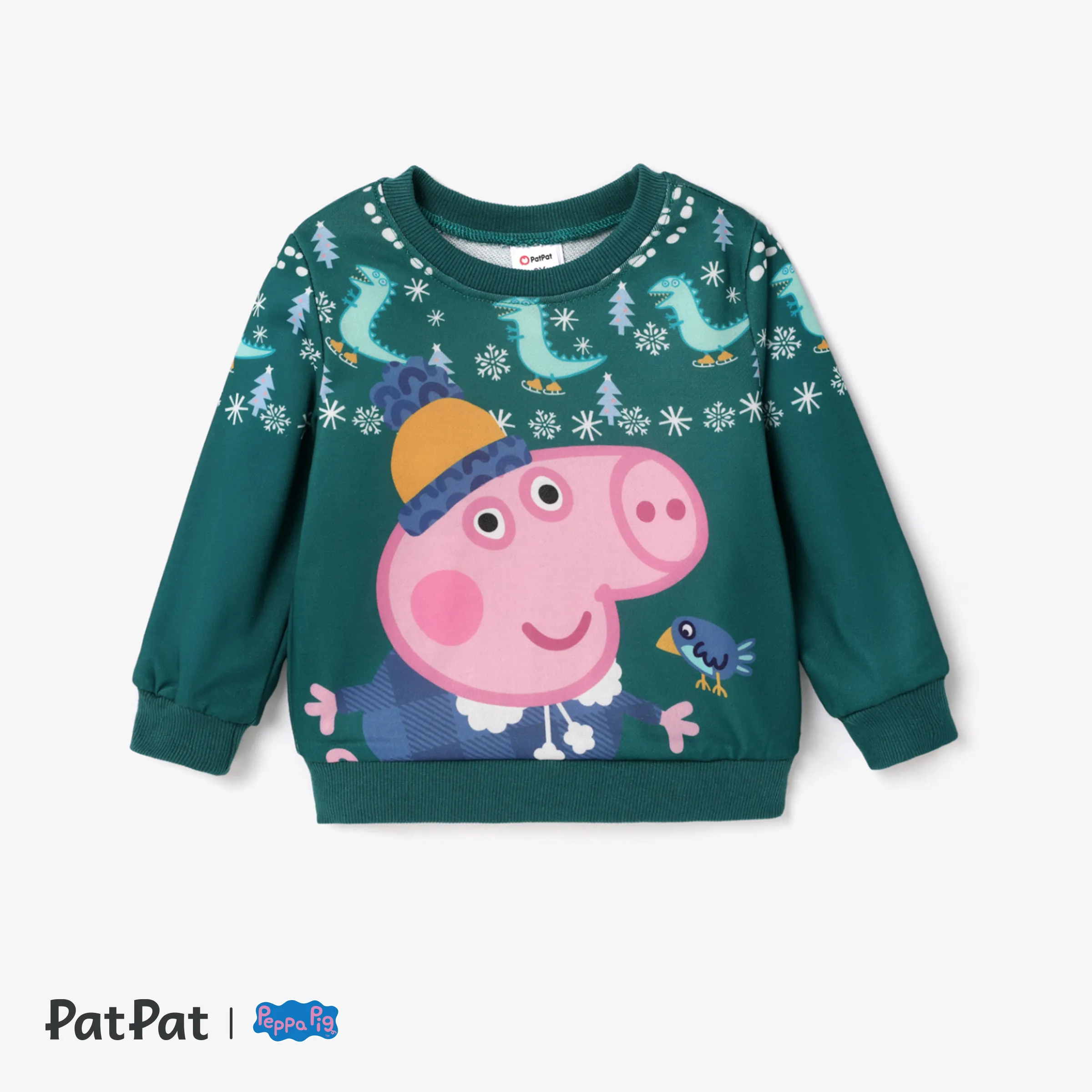 

Peppa Pig Christmas Toddler Boy/Girl Christmas Snowflake Element Pattern Round Neck Weatshirt