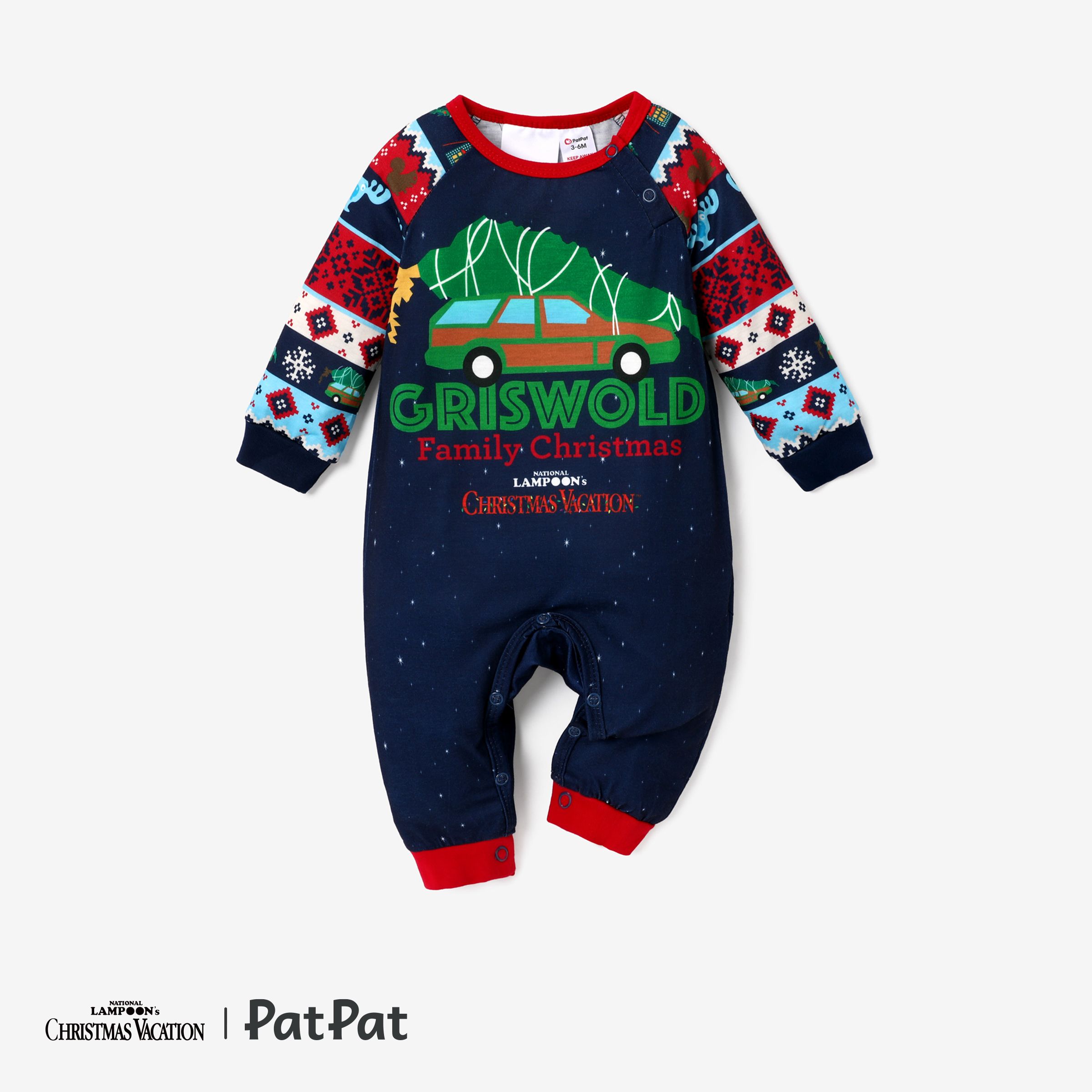 Christmas Vacation Family Matching Character Print Top and Pants Pajamas Sets(Flame Resistant)
