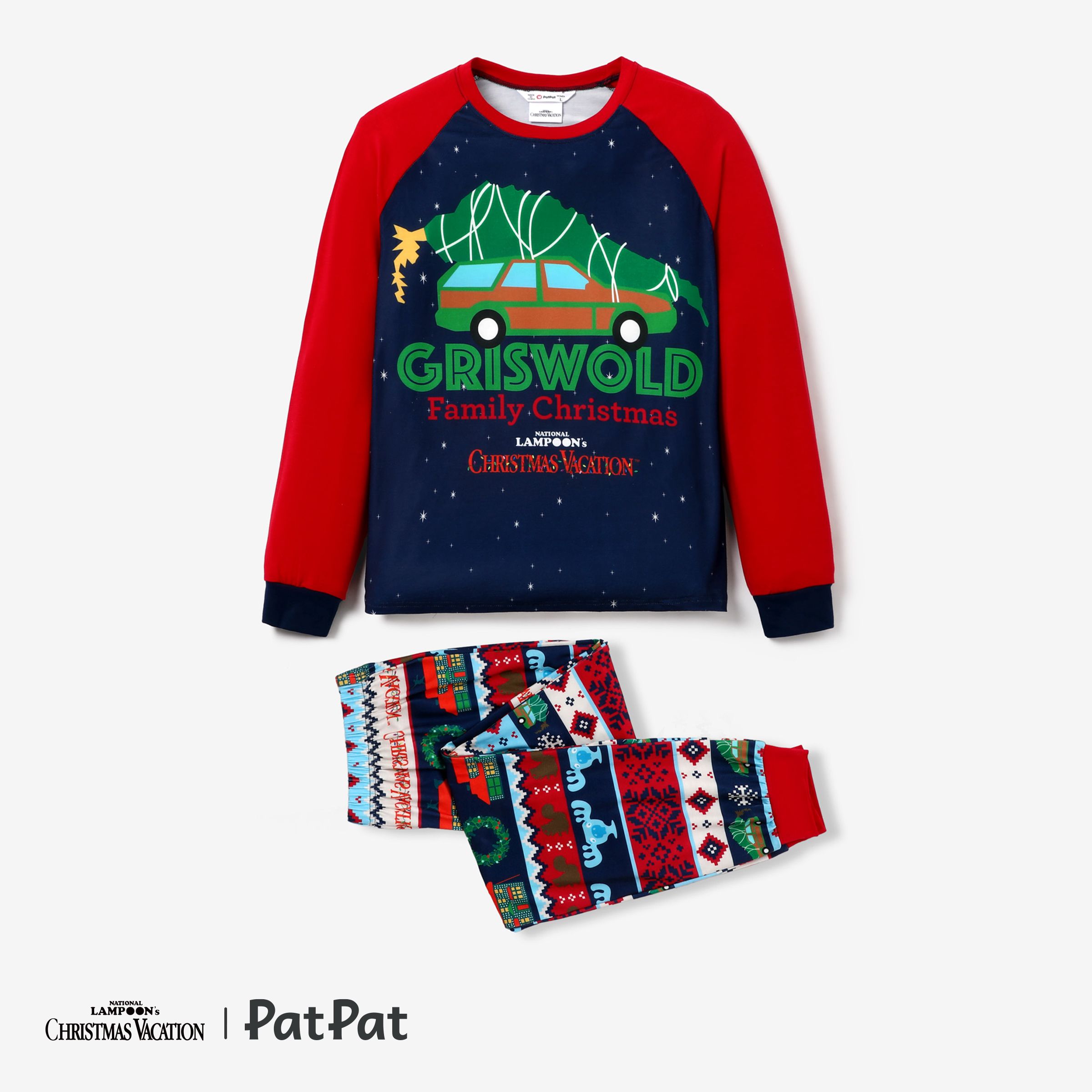 Christmas Vacation Family Matching Character Print Top And Pants Pajamas Sets(Flame Resistant)