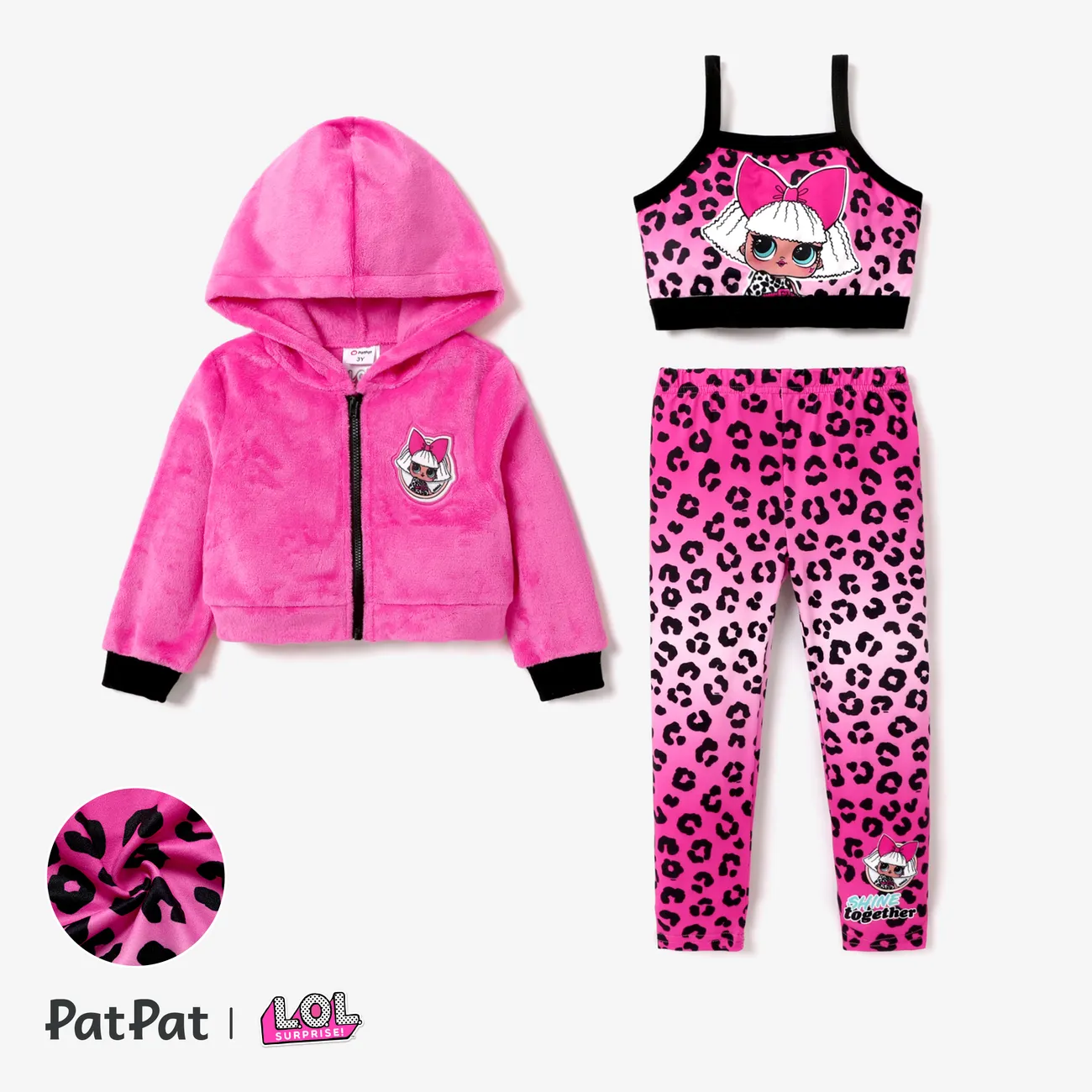 L.O.L. SURPRISE! Toddler Girl Leopard Graphic Print Fashion Suit or Jacket Hot Pink big image 1