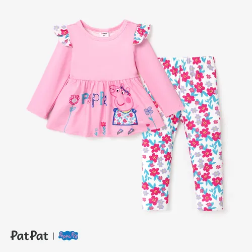 Peppa Pig 2pcs Toddler Girl Positioning Floral Printed Set