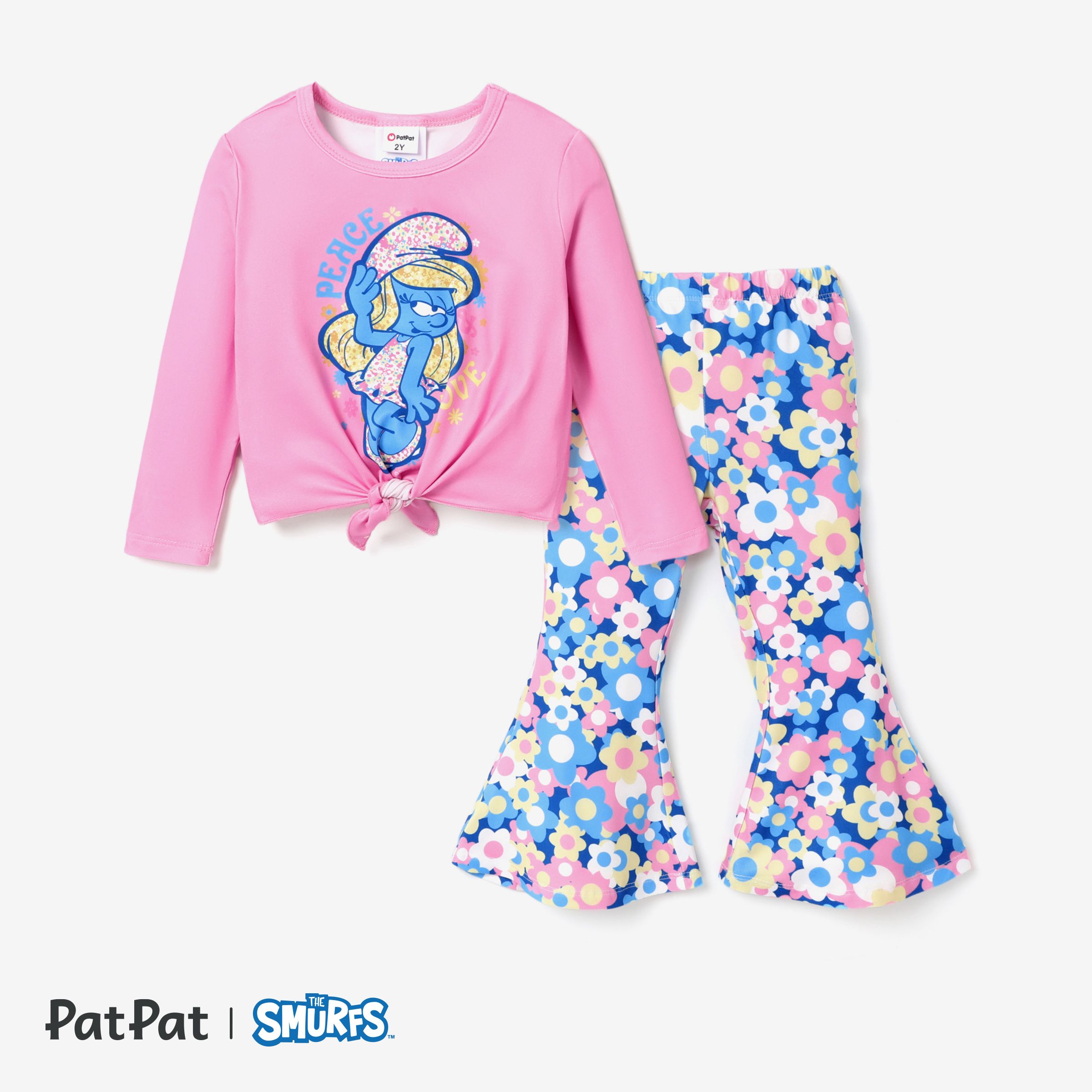 Smurfs Toddler Girl Knotted Top and Printed Flared Pants