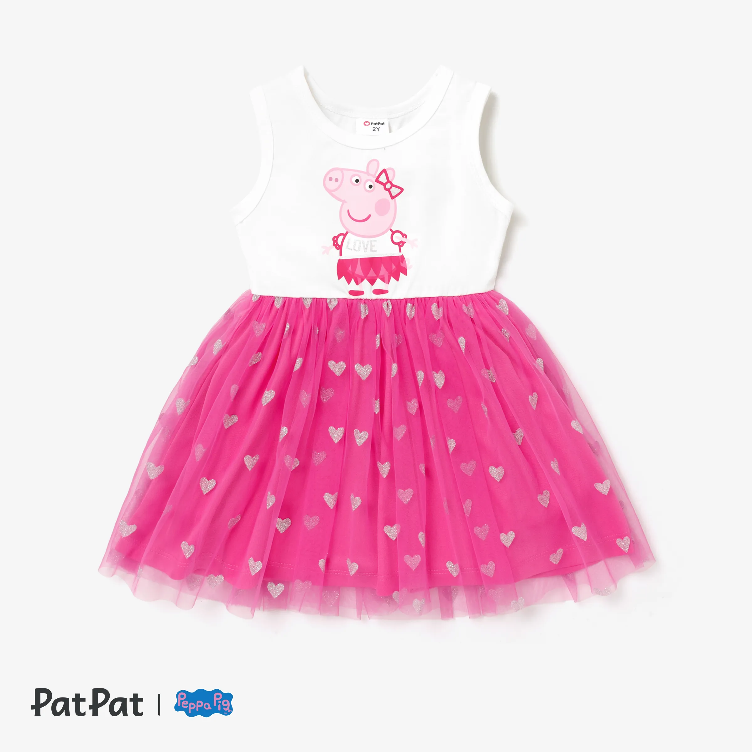Peppa Pig Toddler Girl Short-sleeve Fungus Coat and Love Screen Print  Dress
